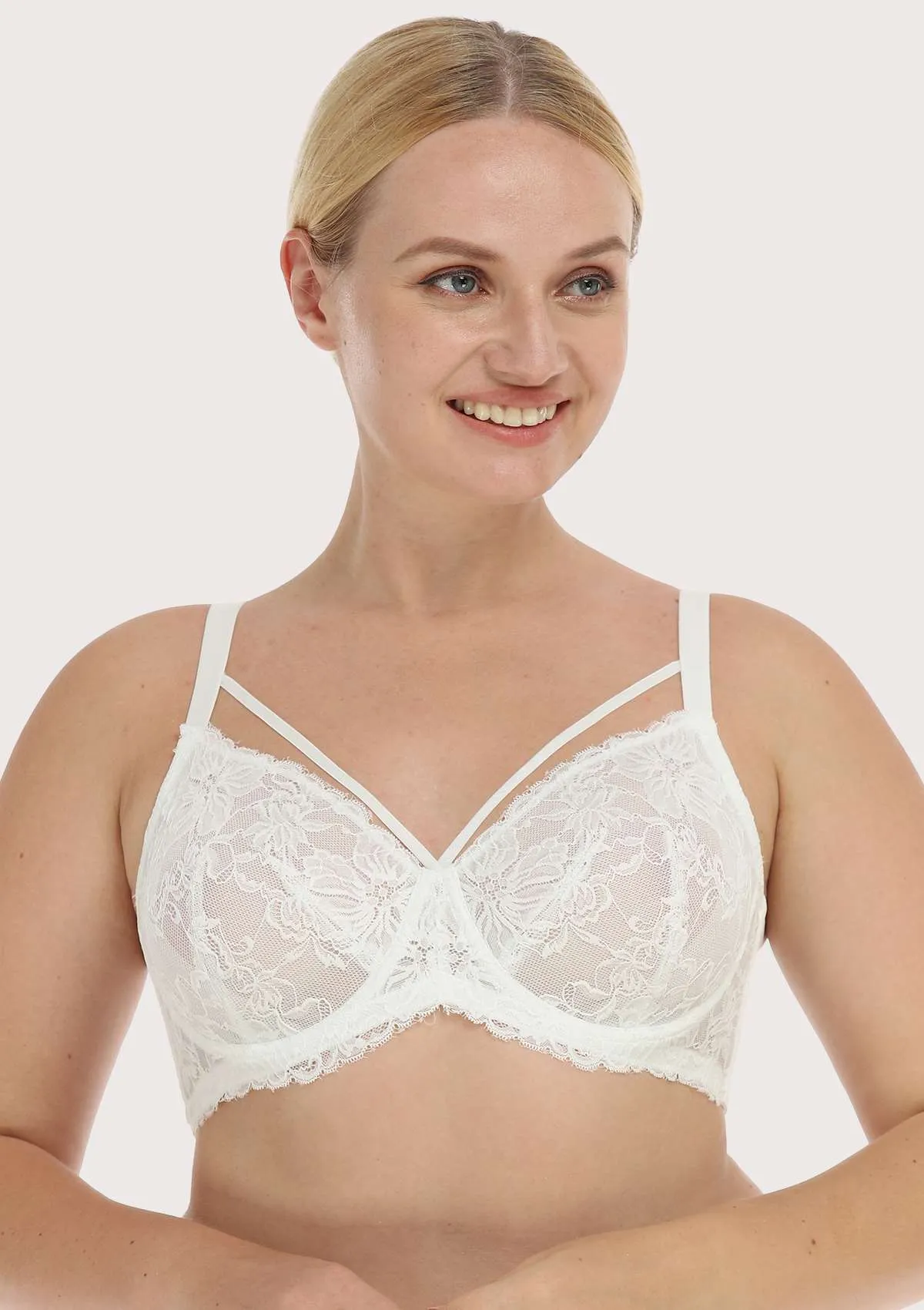 Pretty In Petals Strappy White Lace Unlined Bra Set