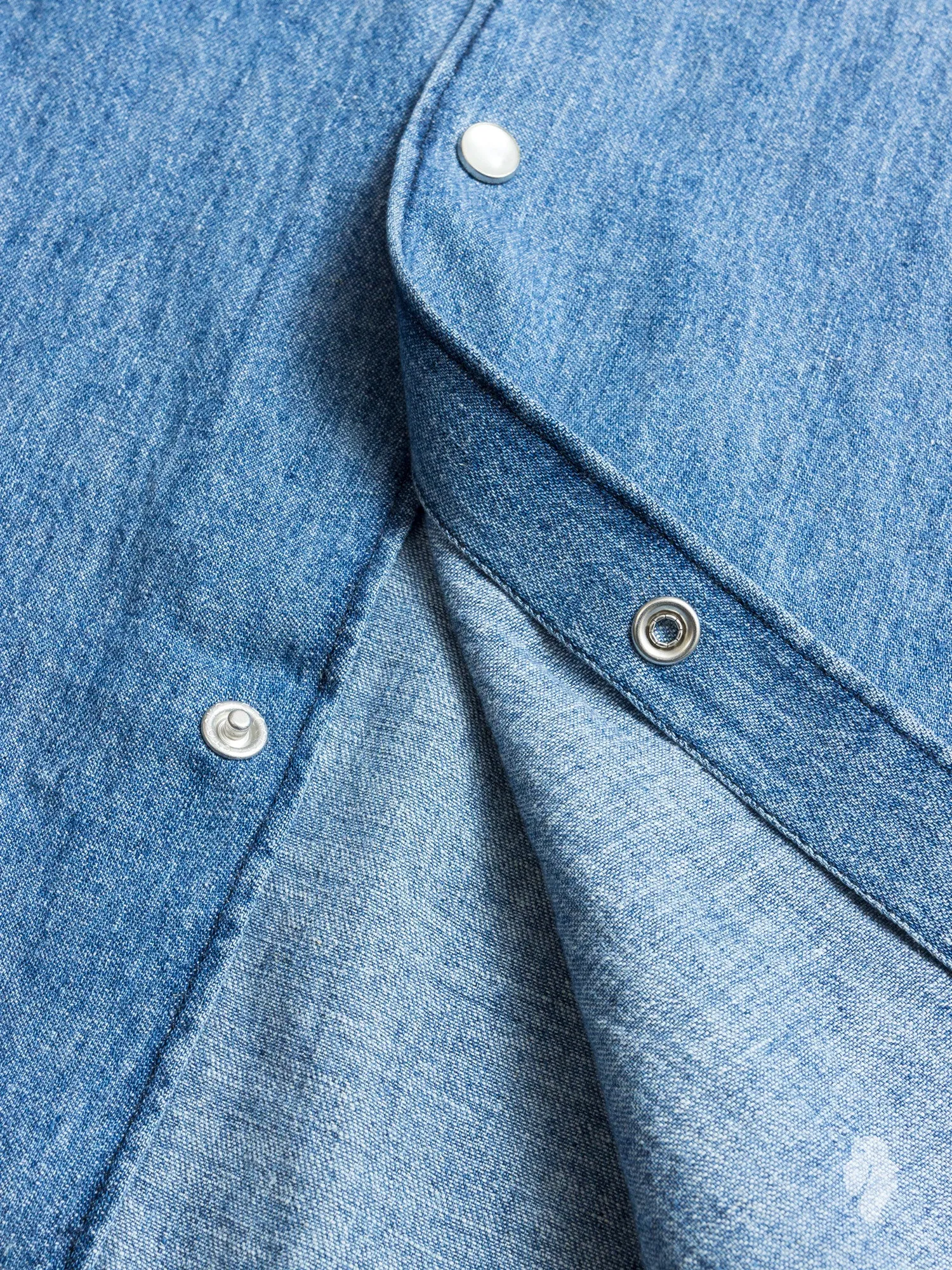 "Ted" Denim Shirt in Bleached Indigo