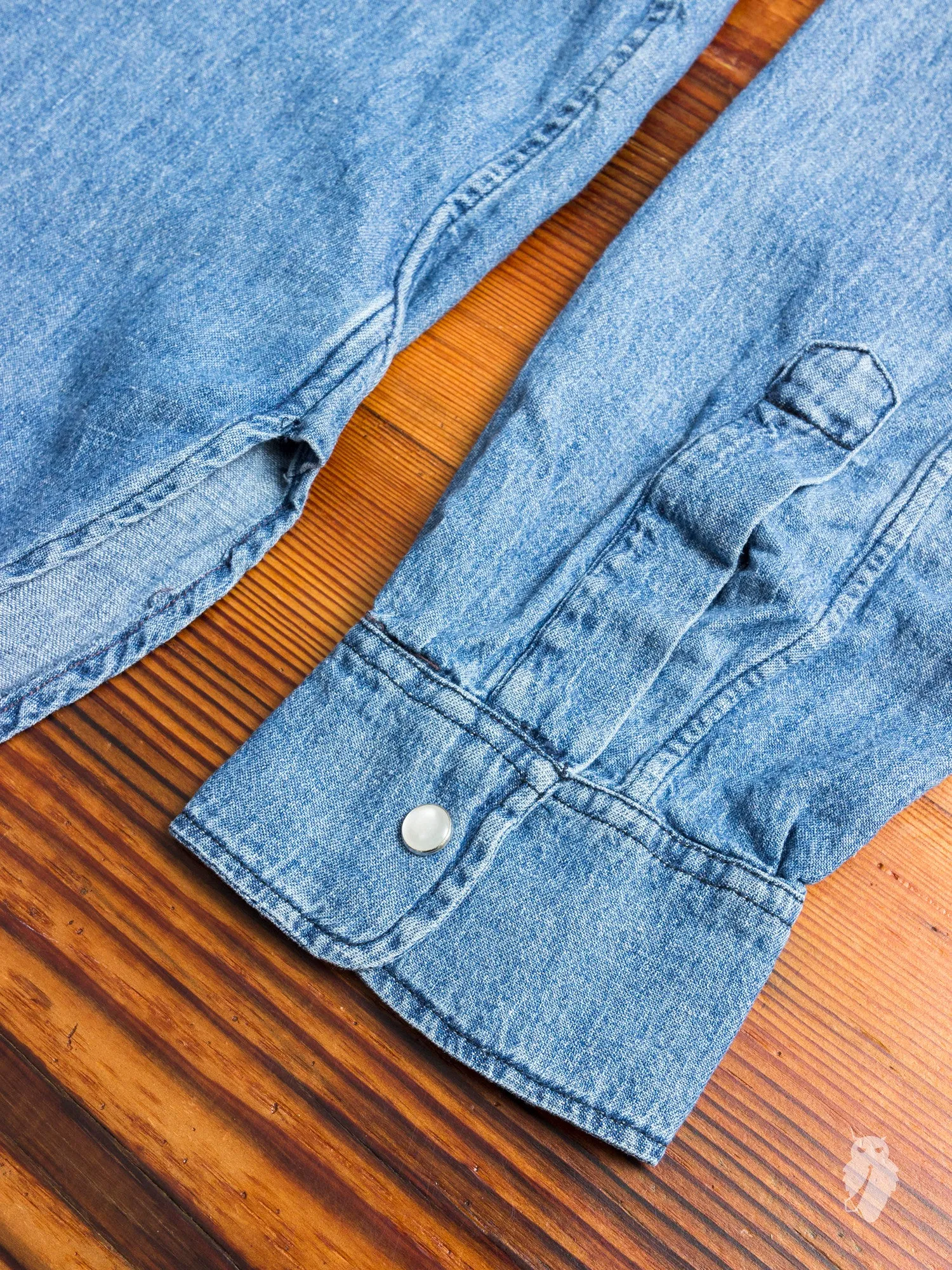 "Ted" Denim Shirt in Bleached Indigo