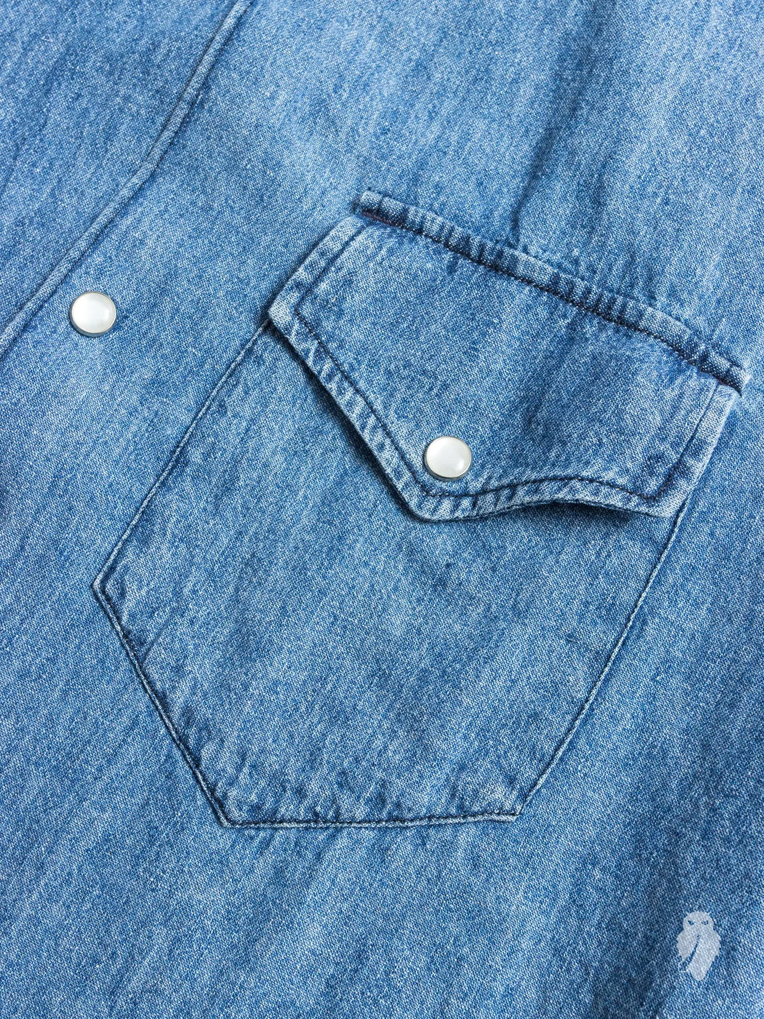 "Ted" Denim Shirt in Bleached Indigo