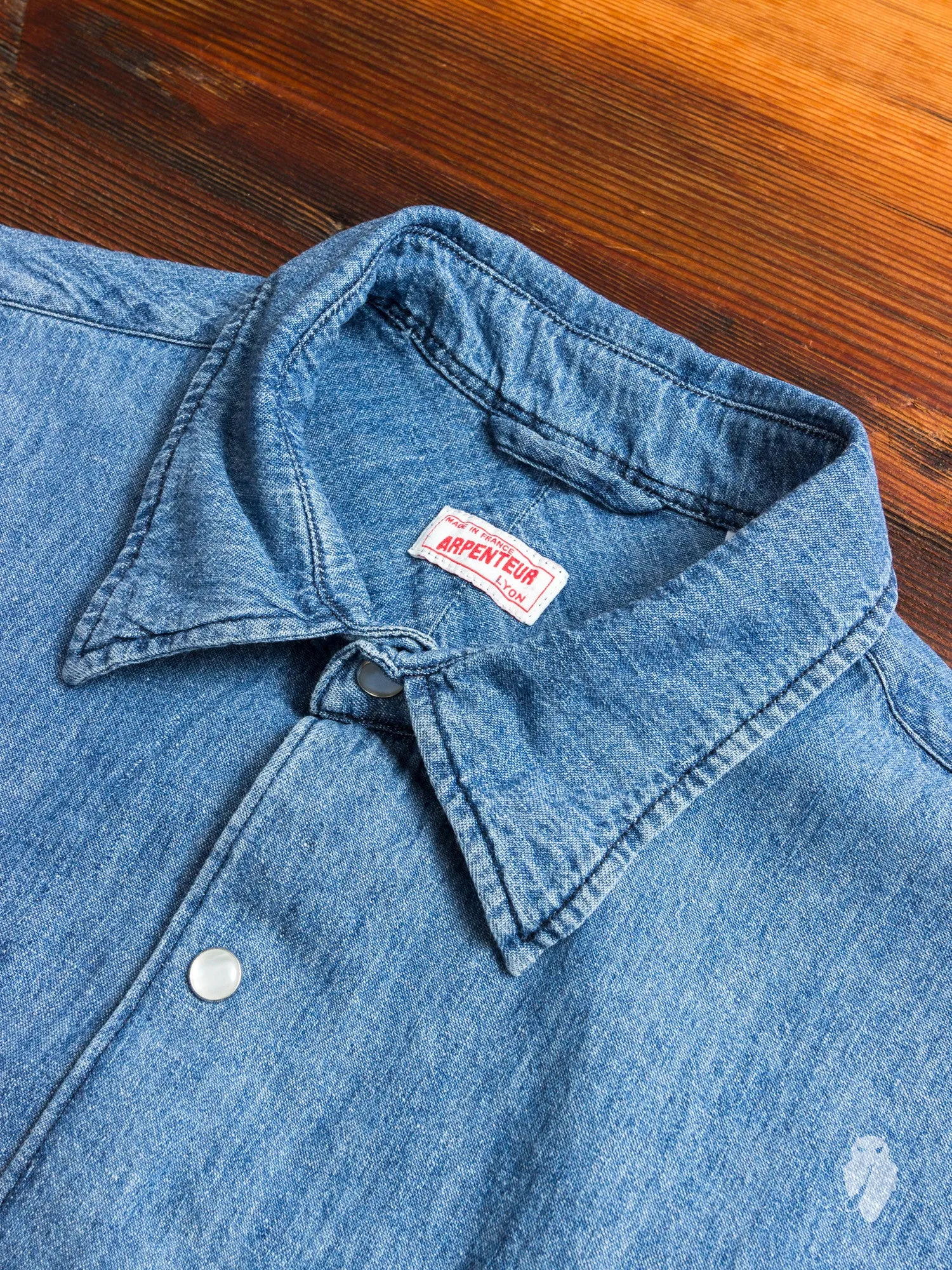 "Ted" Denim Shirt in Bleached Indigo