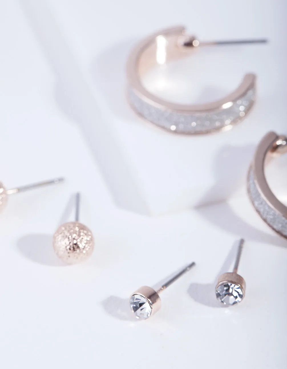 Rose Gold Glitter Hoop Earring Pack