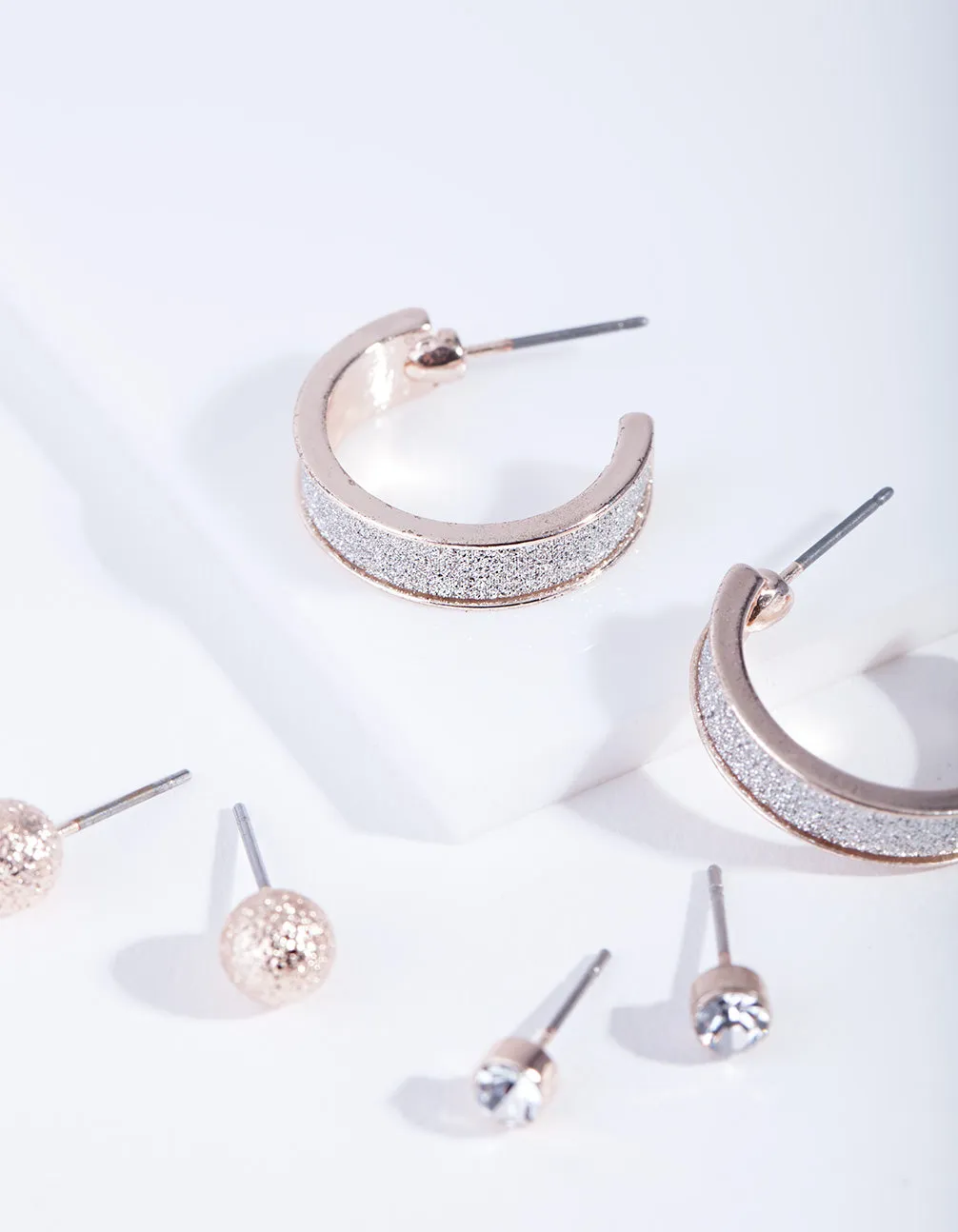 Rose Gold Glitter Hoop Earring Pack