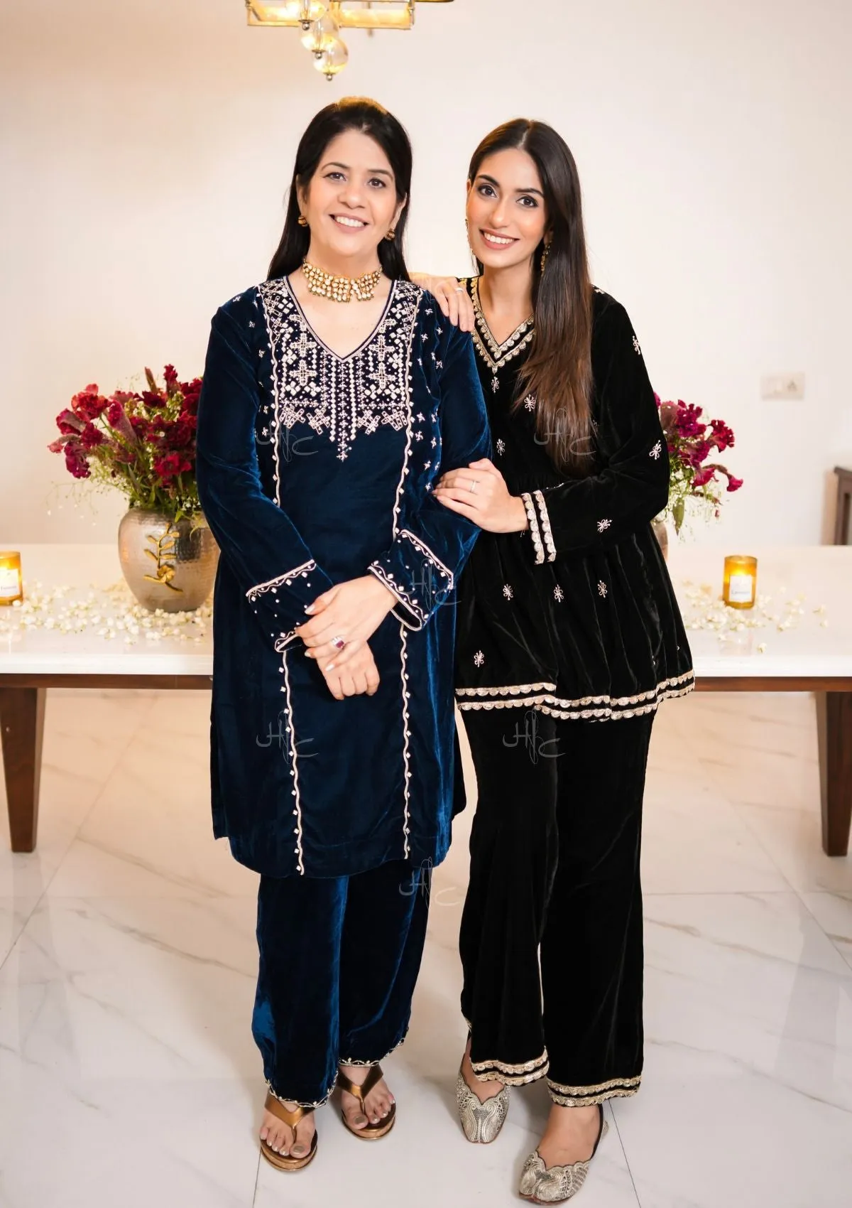 Rumi Embroidered Velvet A-line Kurta Set
