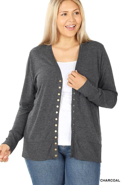 S ONLY It's a Snap Cardigan in Charcoal