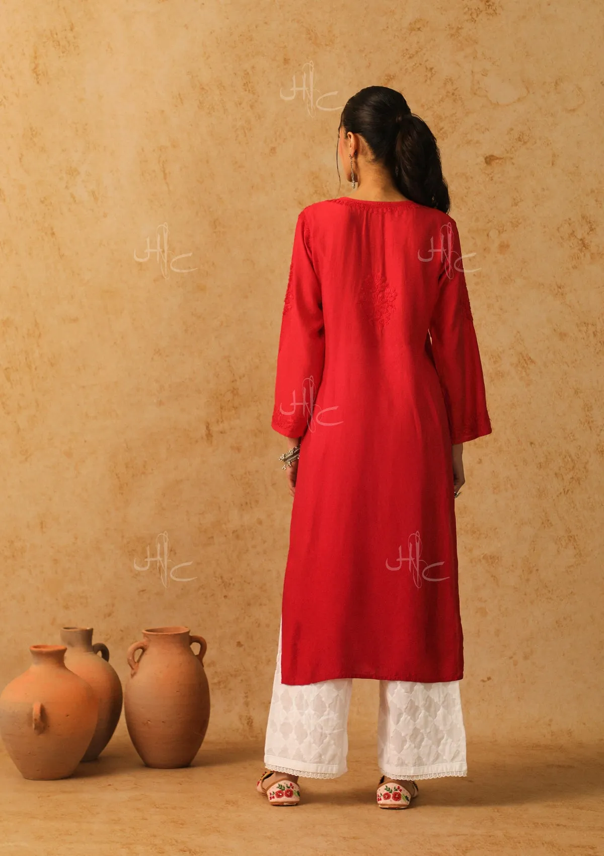 Shab Chikankari Chanderi Straight Kurta
