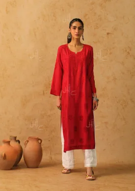 Shab Chikankari Chanderi Straight Kurta