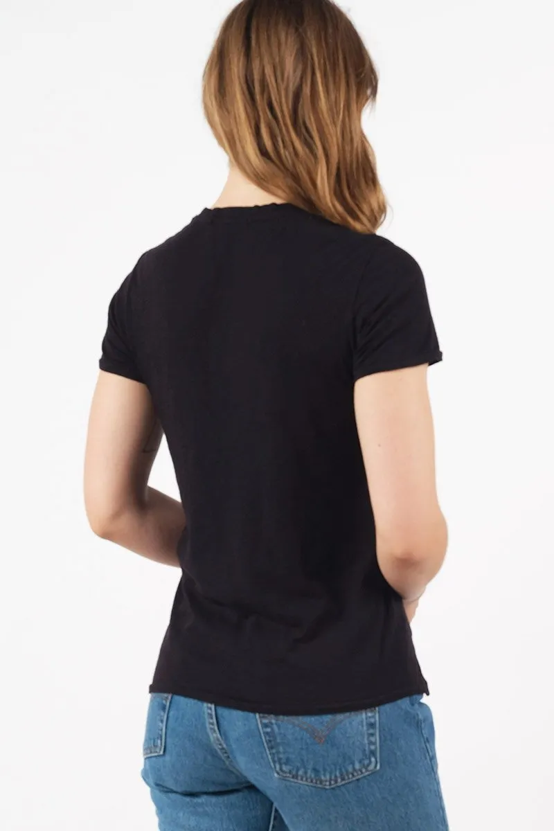 Stateside Supima Slub Short Sleeve V-Neck T-Shirt in Black