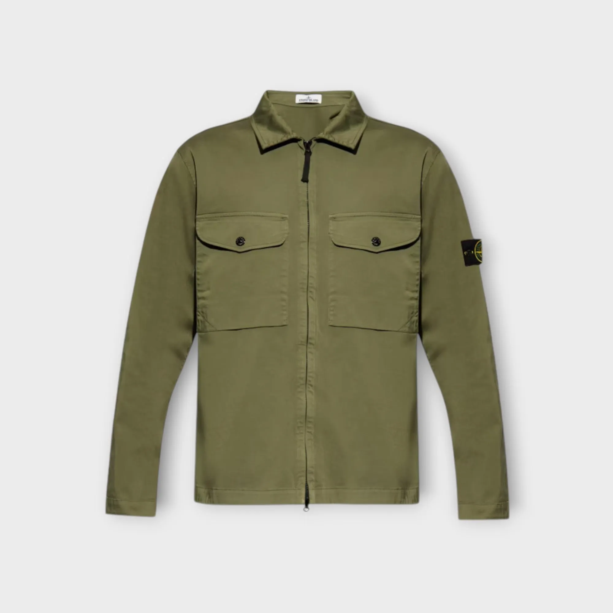 Stone Island 12808 Cotton Zip Overshirt I Grøn