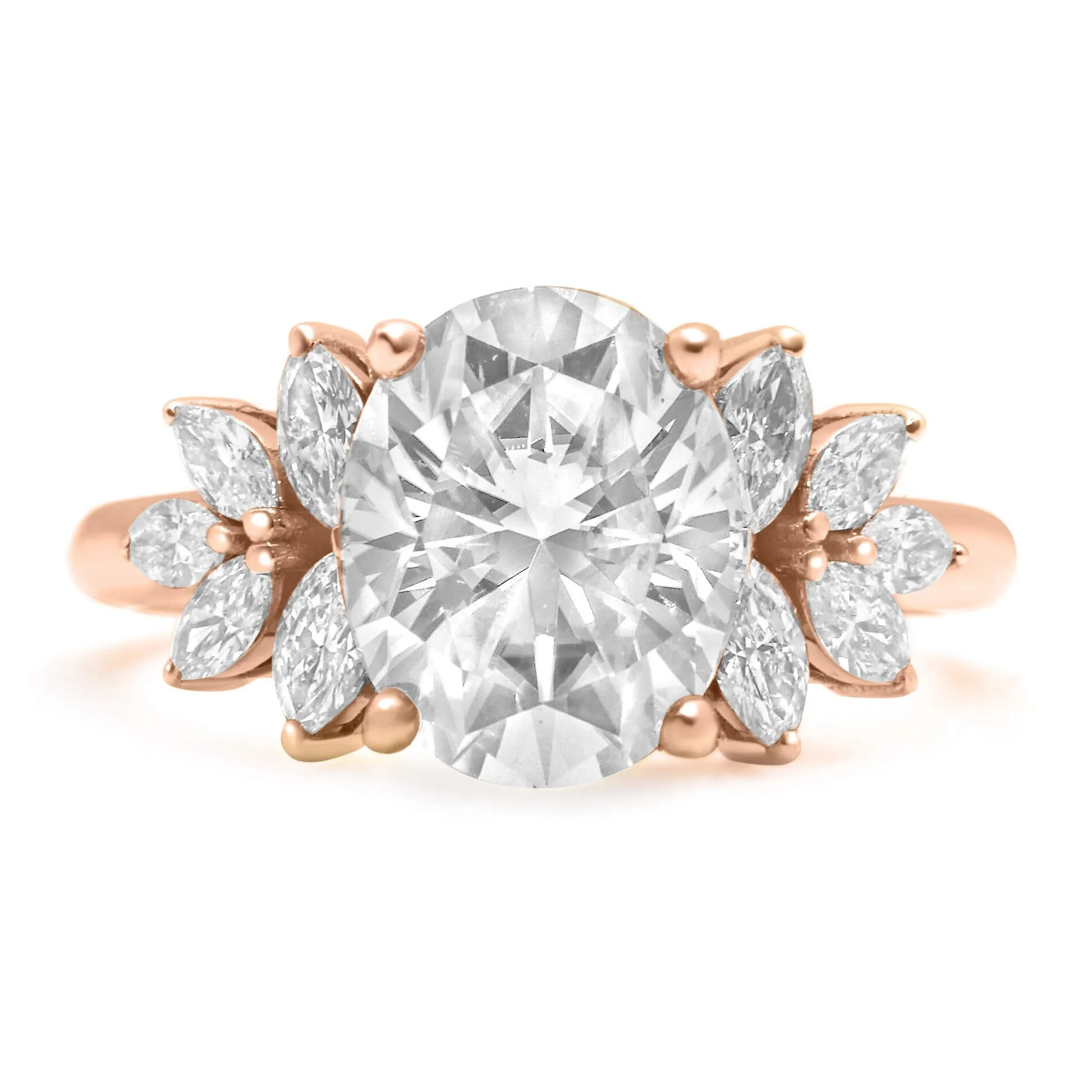 Trinity| Oval Moissanite Engagement Ring