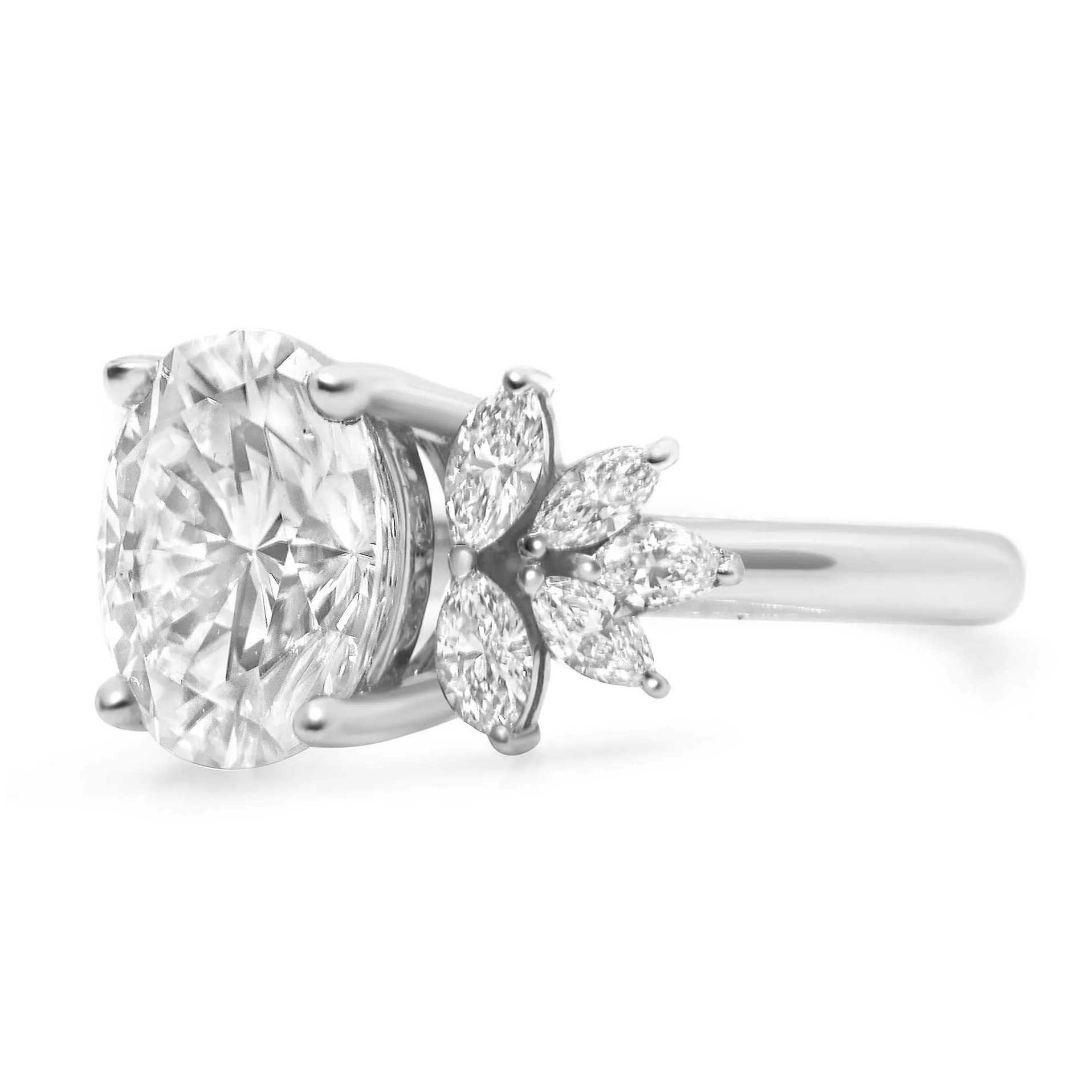 Trinity| Oval Moissanite Engagement Ring
