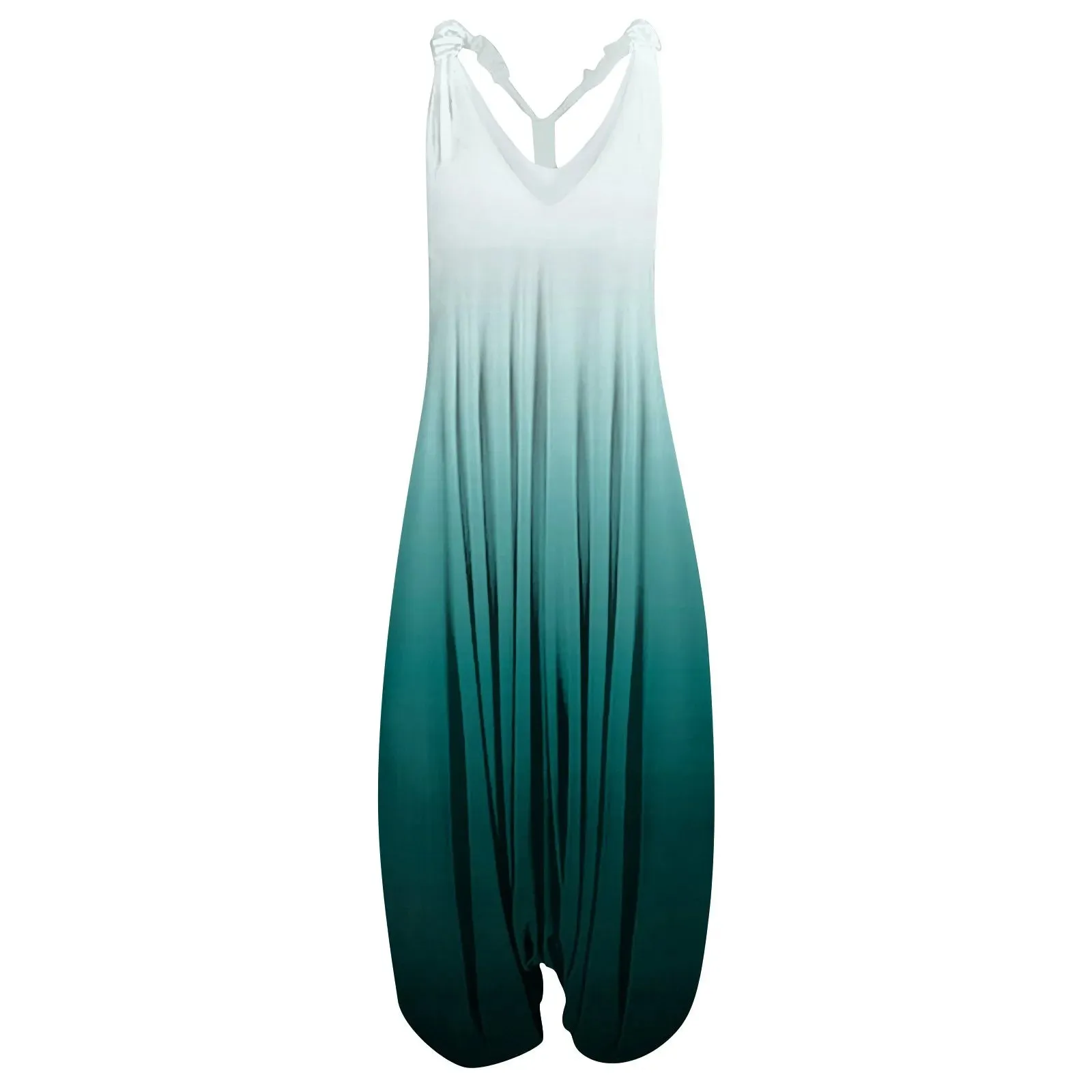 V Neck Women Jumpsuit Ethnic Style Gradient Print Patchwork Streetwear All Match Sling Harem Loose Jumpsuit For Party 2024