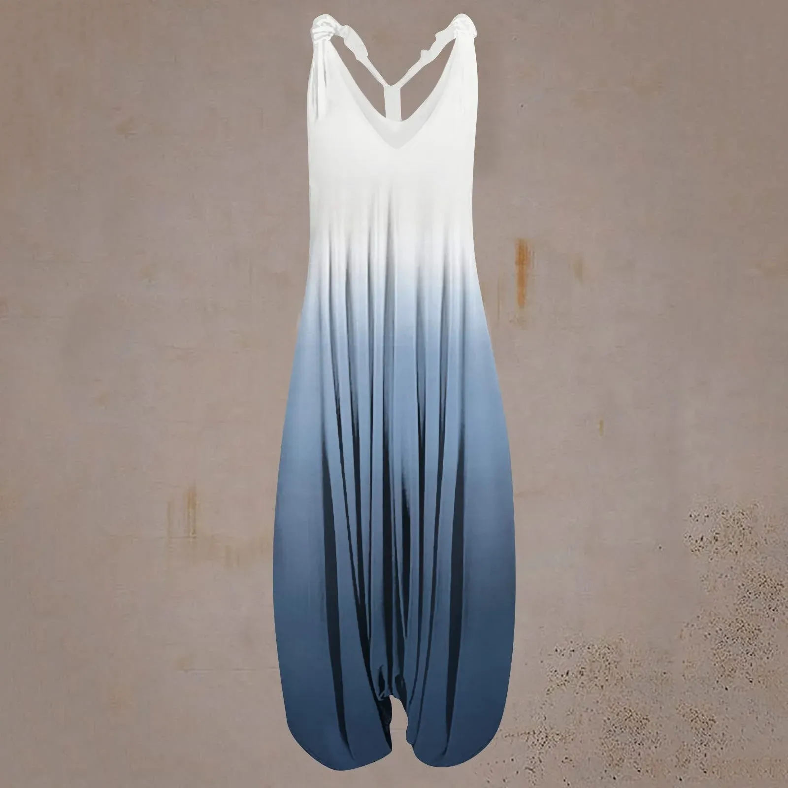 V Neck Women Jumpsuit Ethnic Style Gradient Print Patchwork Streetwear All Match Sling Harem Loose Jumpsuit For Party 2024