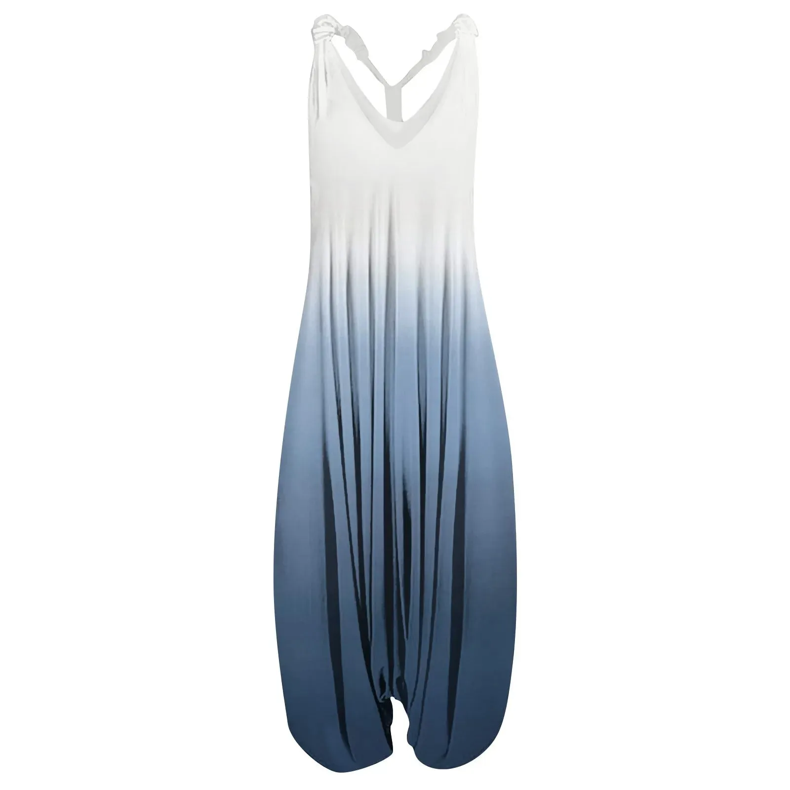 V Neck Women Jumpsuit Ethnic Style Gradient Print Patchwork Streetwear All Match Sling Harem Loose Jumpsuit For Party 2024