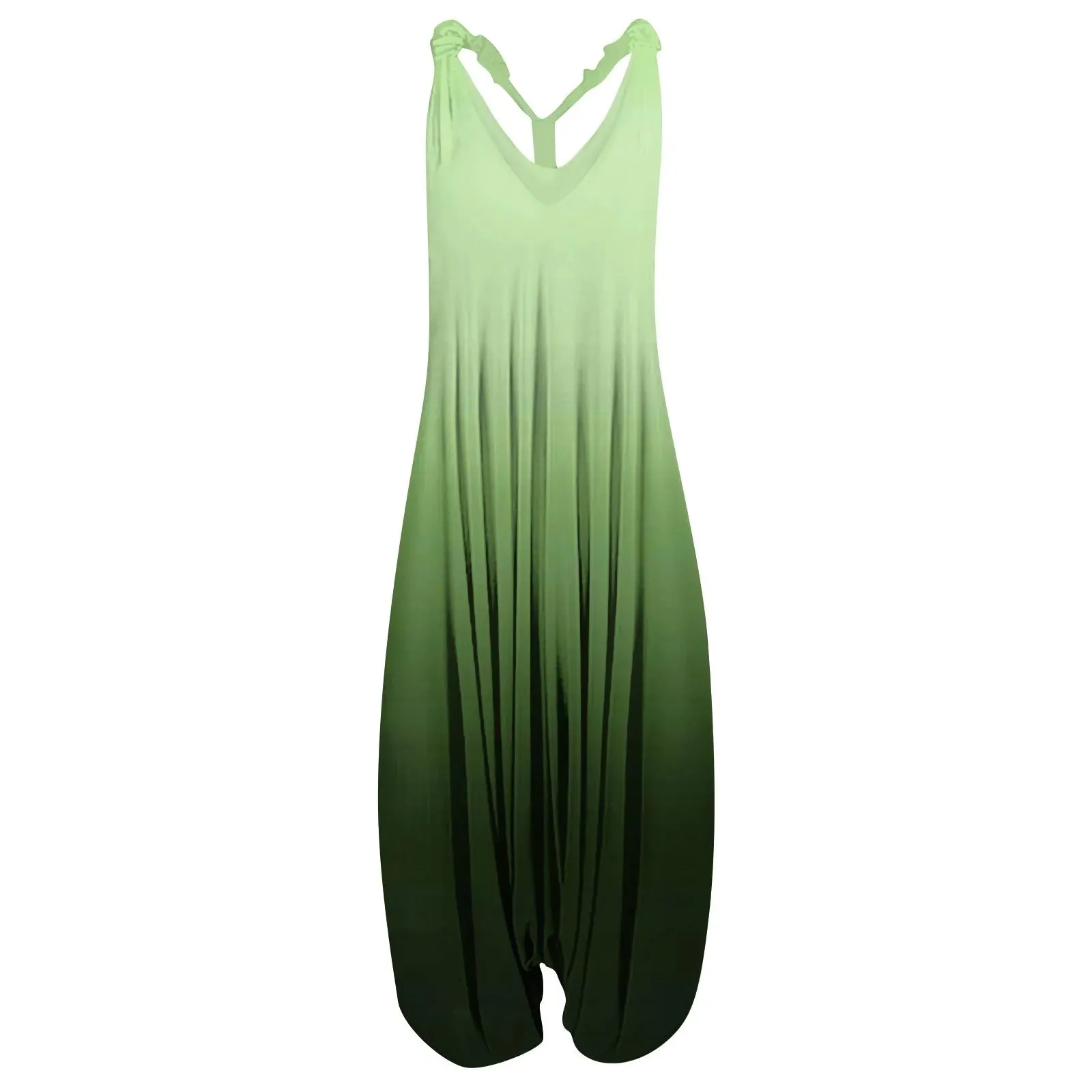 V Neck Women Jumpsuit Ethnic Style Gradient Print Patchwork Streetwear All Match Sling Harem Loose Jumpsuit For Party 2024