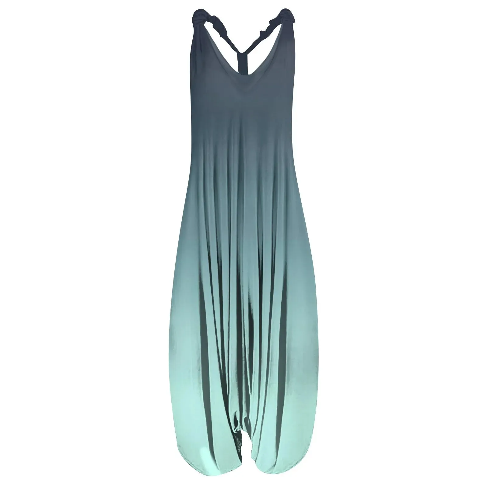 V Neck Women Jumpsuit Ethnic Style Gradient Print Patchwork Streetwear All Match Sling Harem Loose Jumpsuit For Party 2024