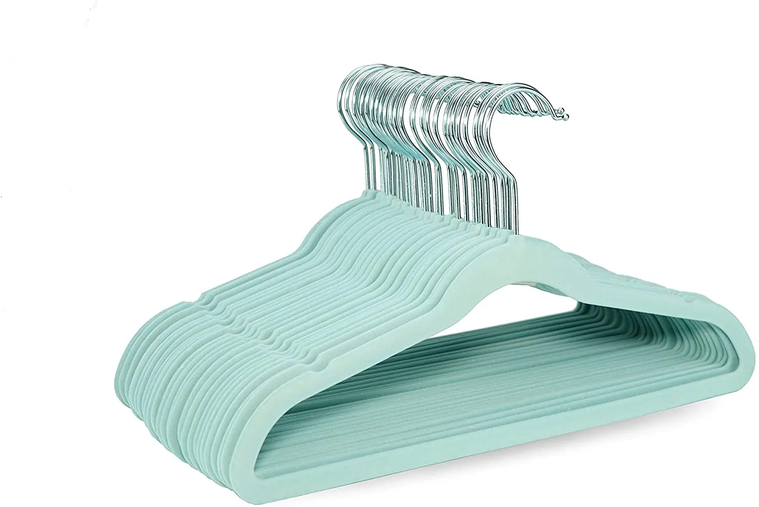 Velvet Hangers for Babies with Silver Hooks, Space Saving,  Ultra Thin, Non Slip Hangers for Baby Clothes