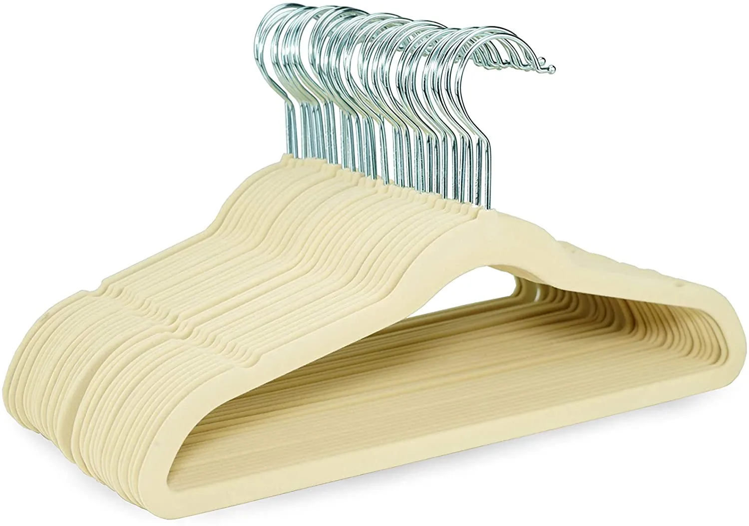 Velvet Hangers for Babies with Silver Hooks, Space Saving,  Ultra Thin, Non Slip Hangers for Baby Clothes