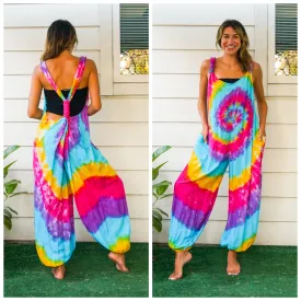 Wildflower Wanderer Hand Dyed Hippie Racerback Dungarees Jumpsuit Romper