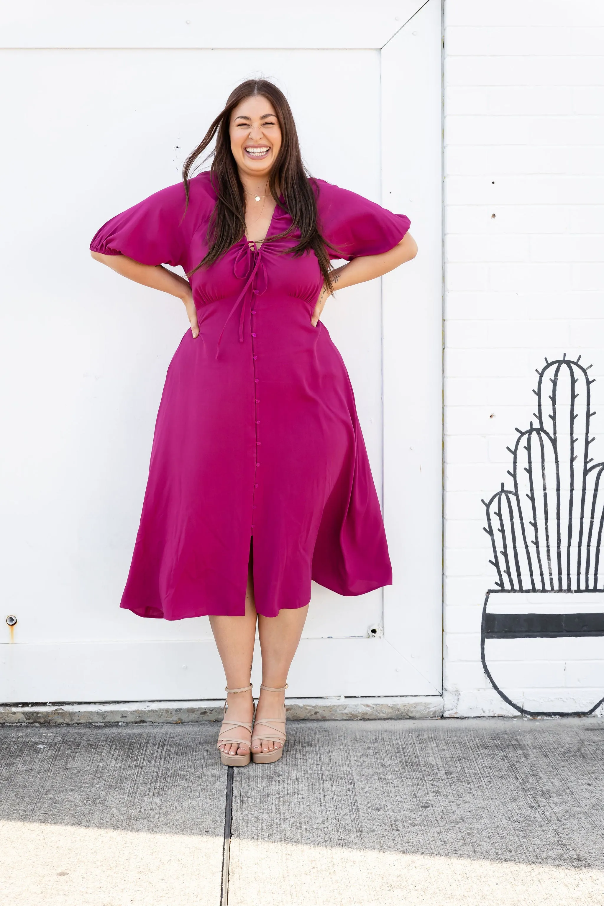Willow Dress in Fuchsia Pink