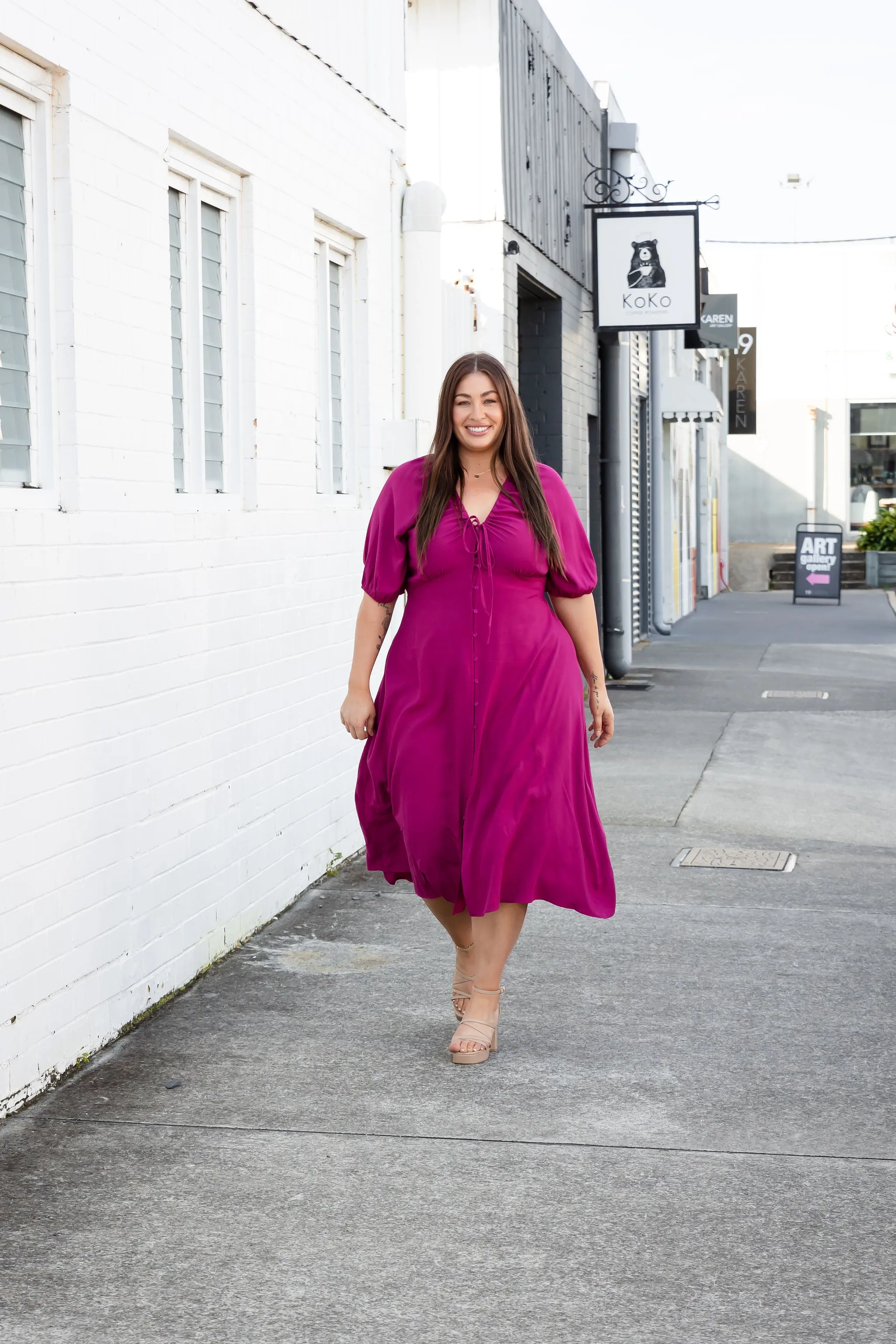 Willow Dress in Fuchsia Pink