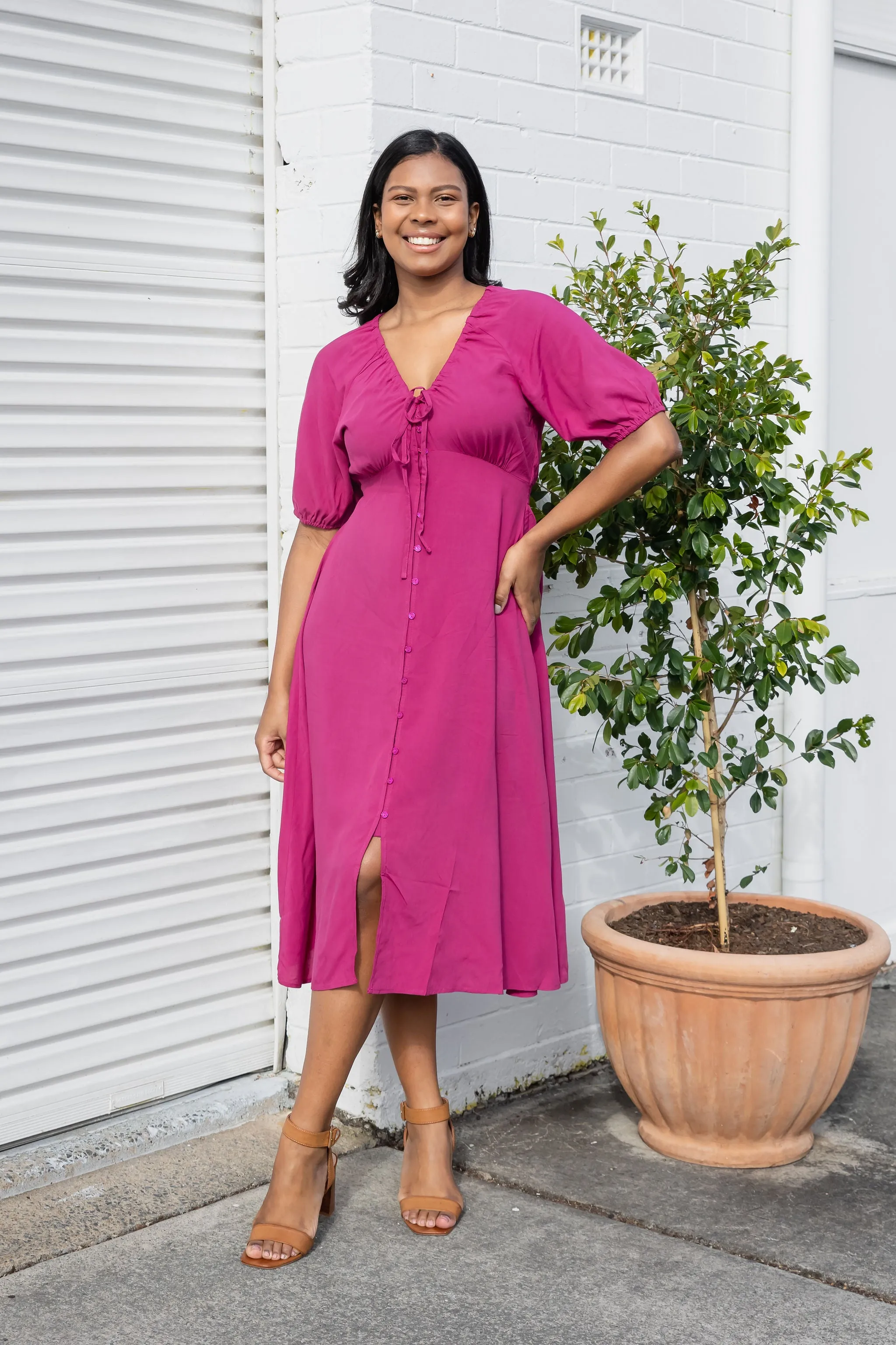 Willow Dress in Fuchsia Pink