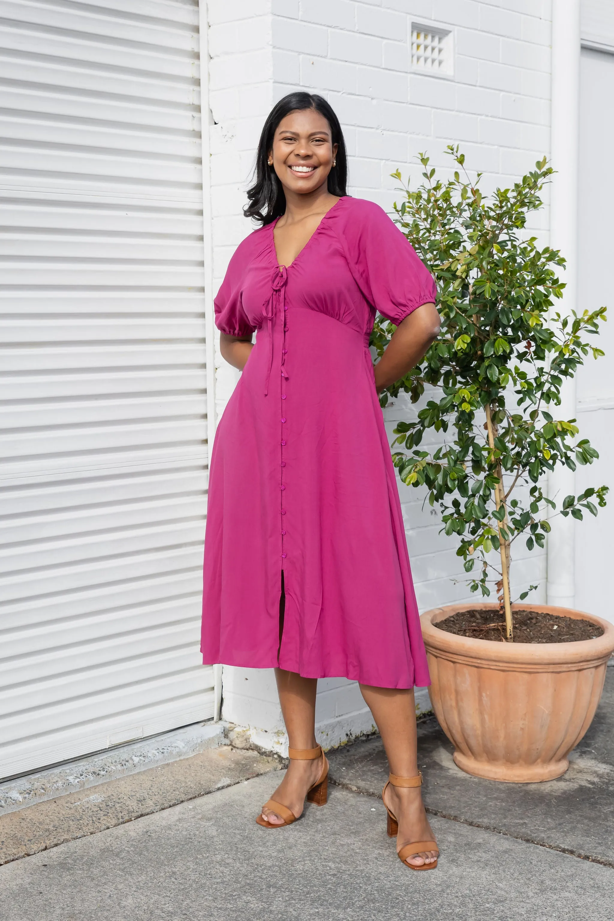 Willow Dress in Fuchsia Pink