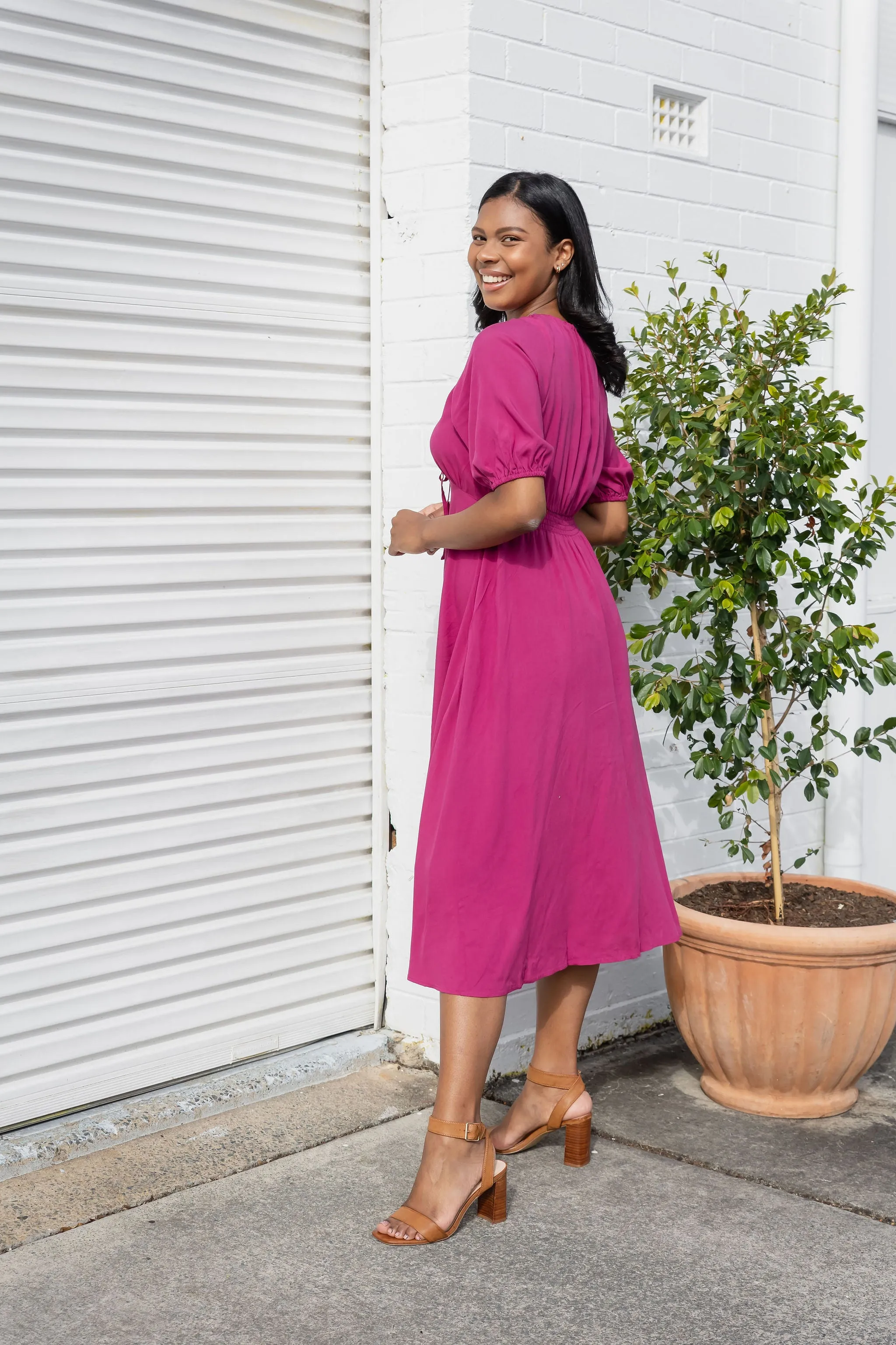 Willow Dress in Fuchsia Pink