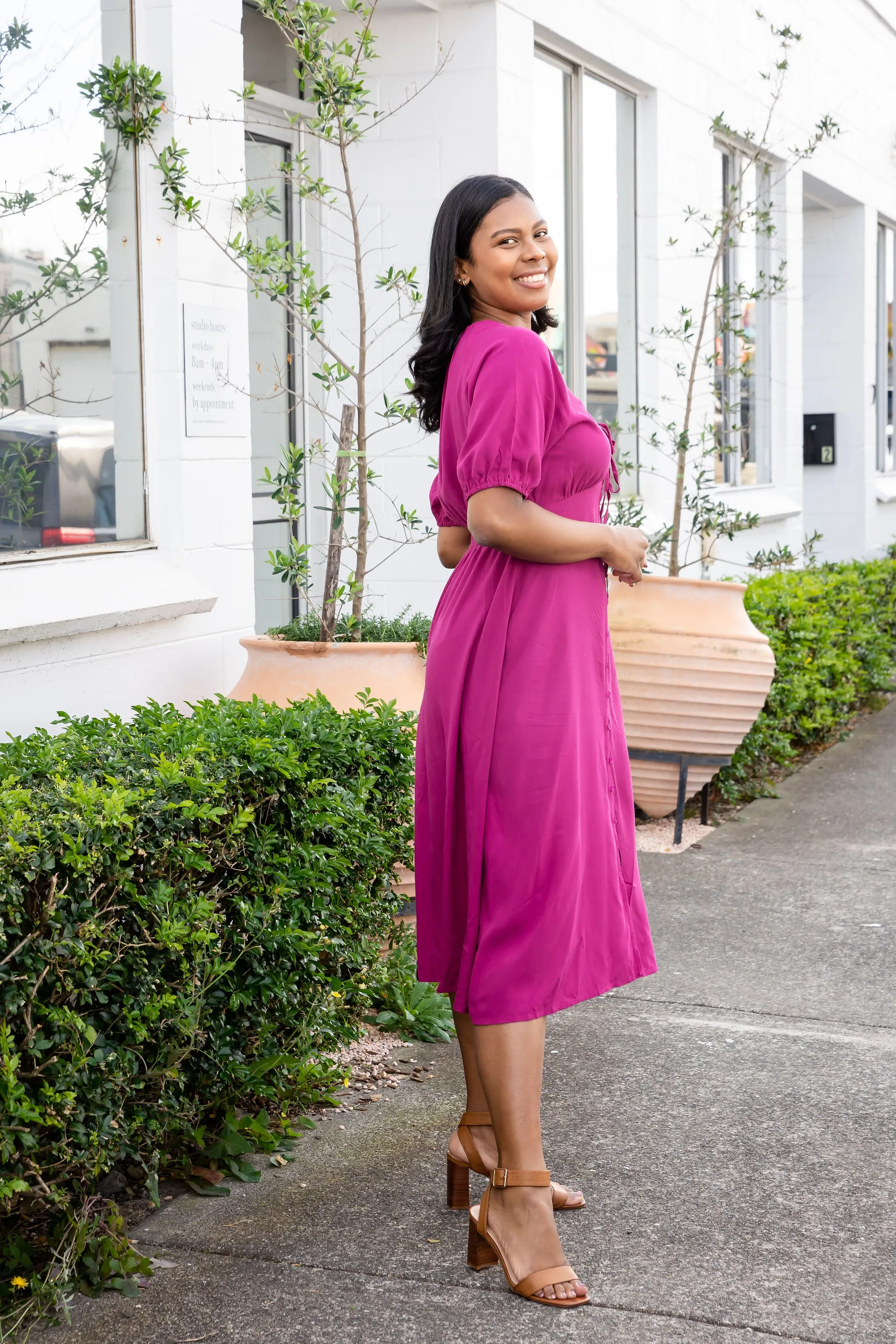 Willow Dress in Fuchsia Pink