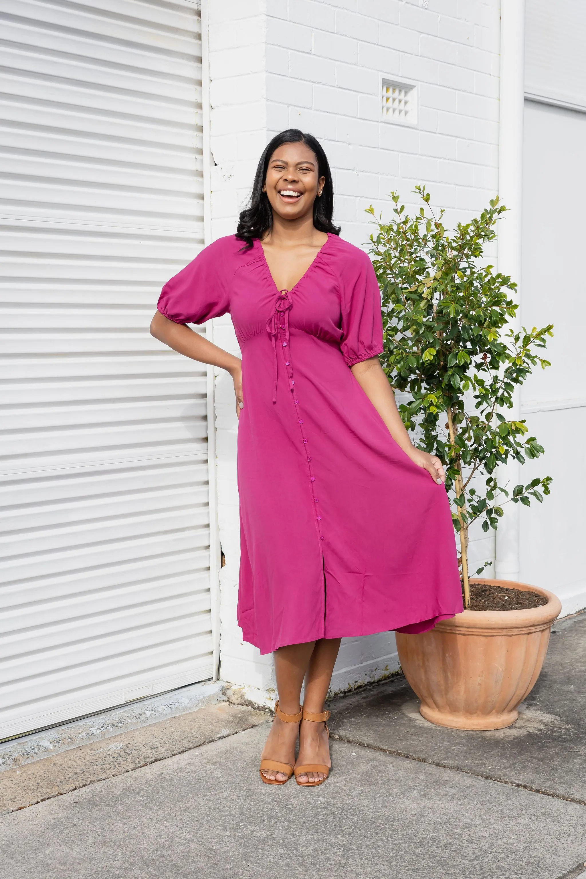 Willow Dress in Fuchsia Pink