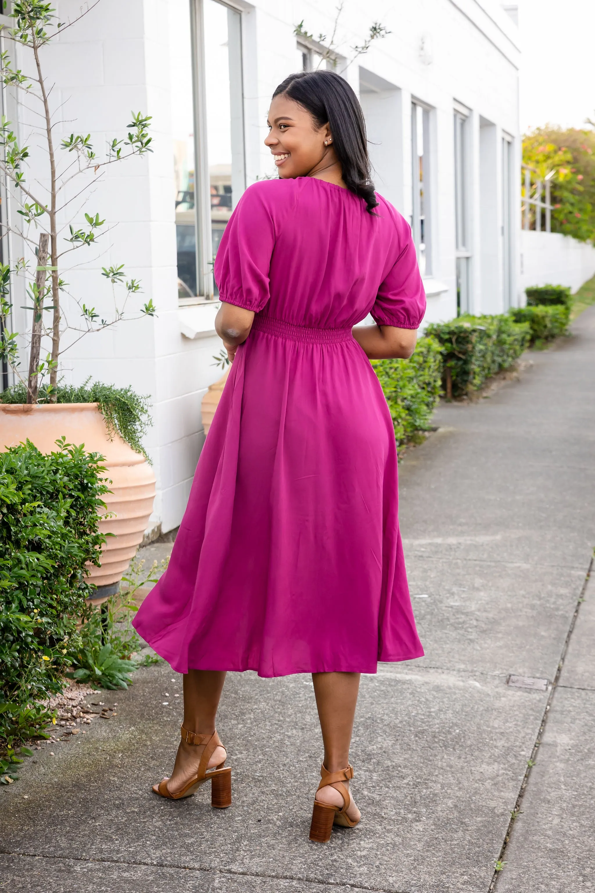 Willow Dress in Fuchsia Pink