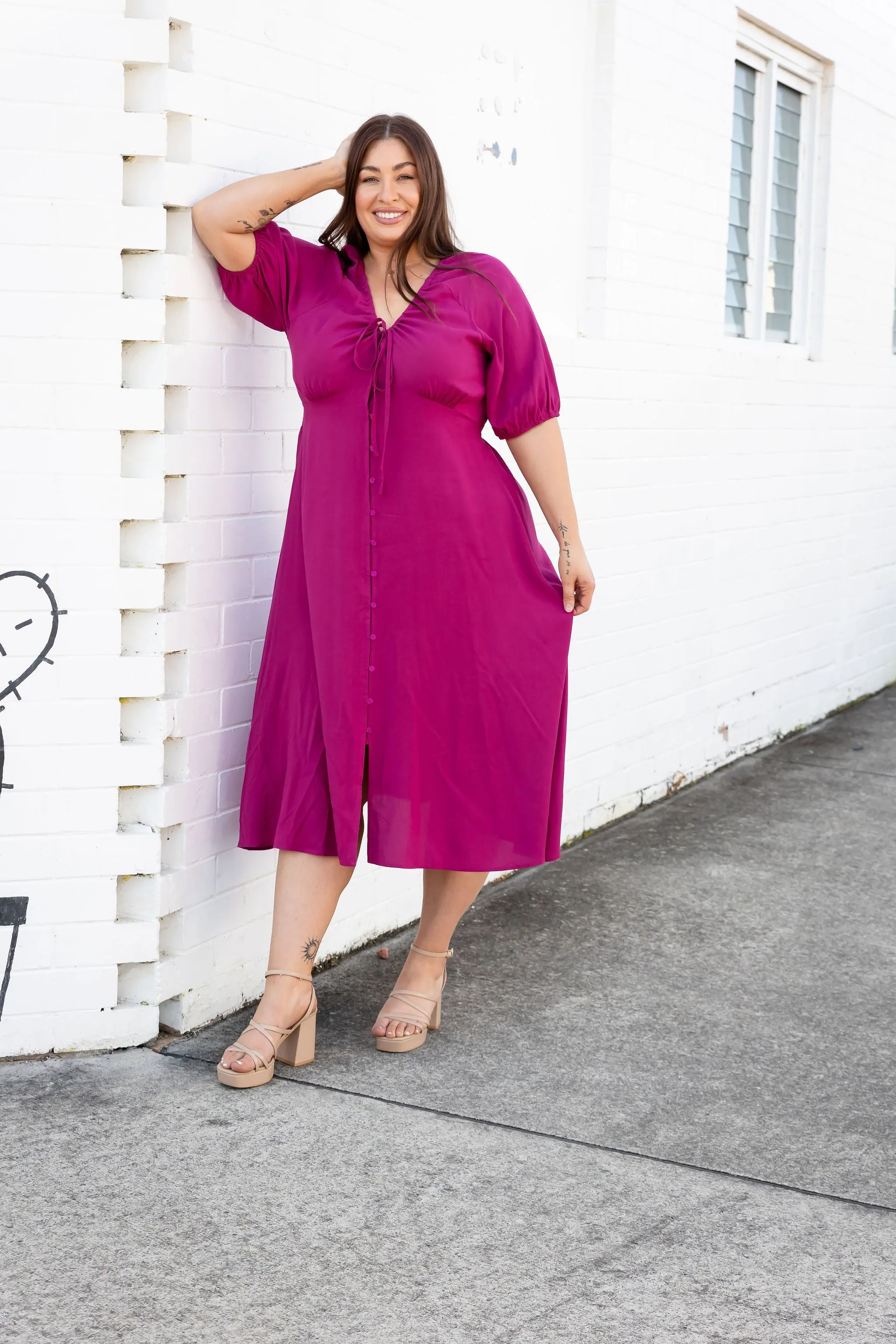Willow Dress in Fuchsia Pink