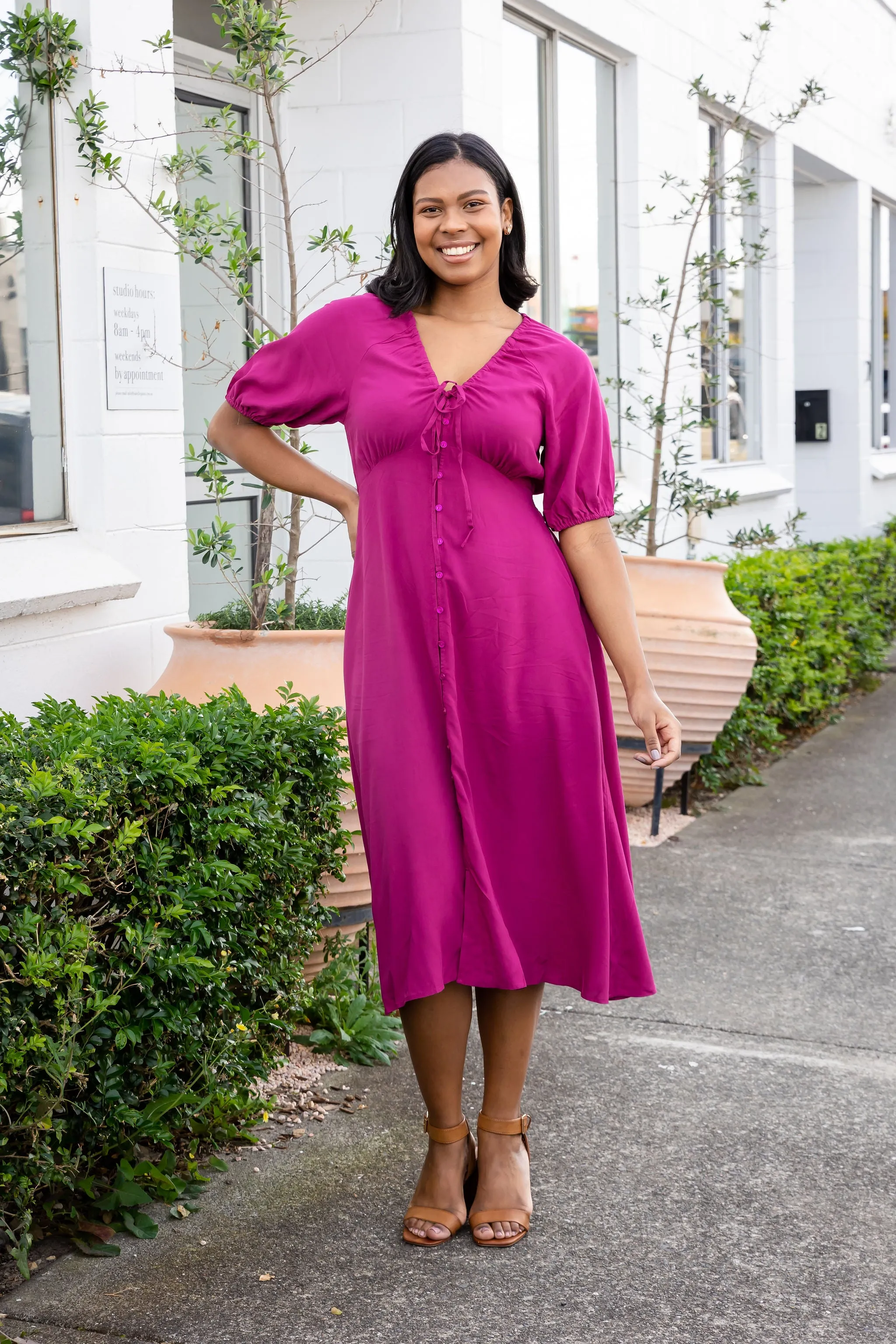 Willow Dress in Fuchsia Pink
