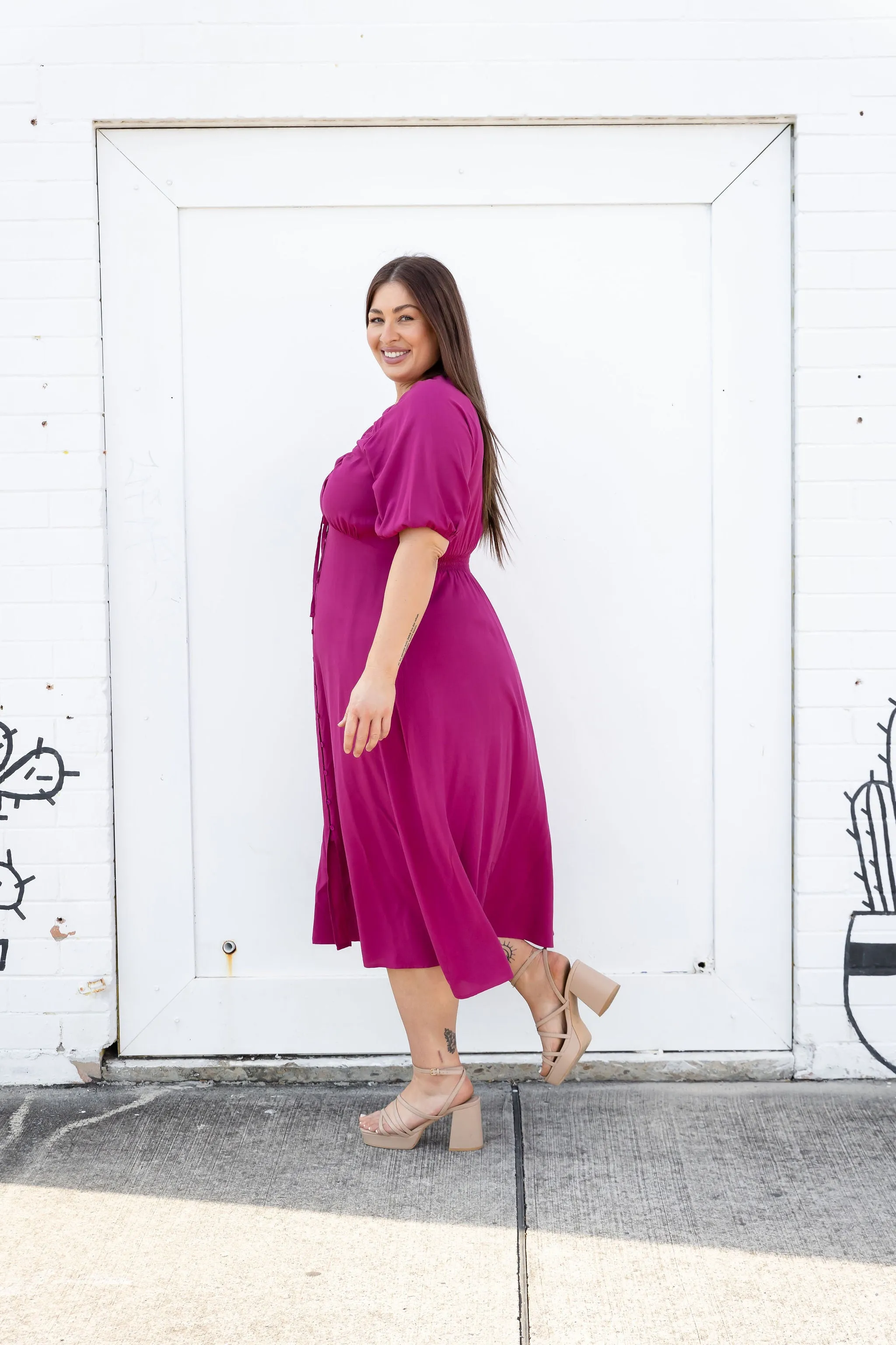 Willow Dress in Fuchsia Pink