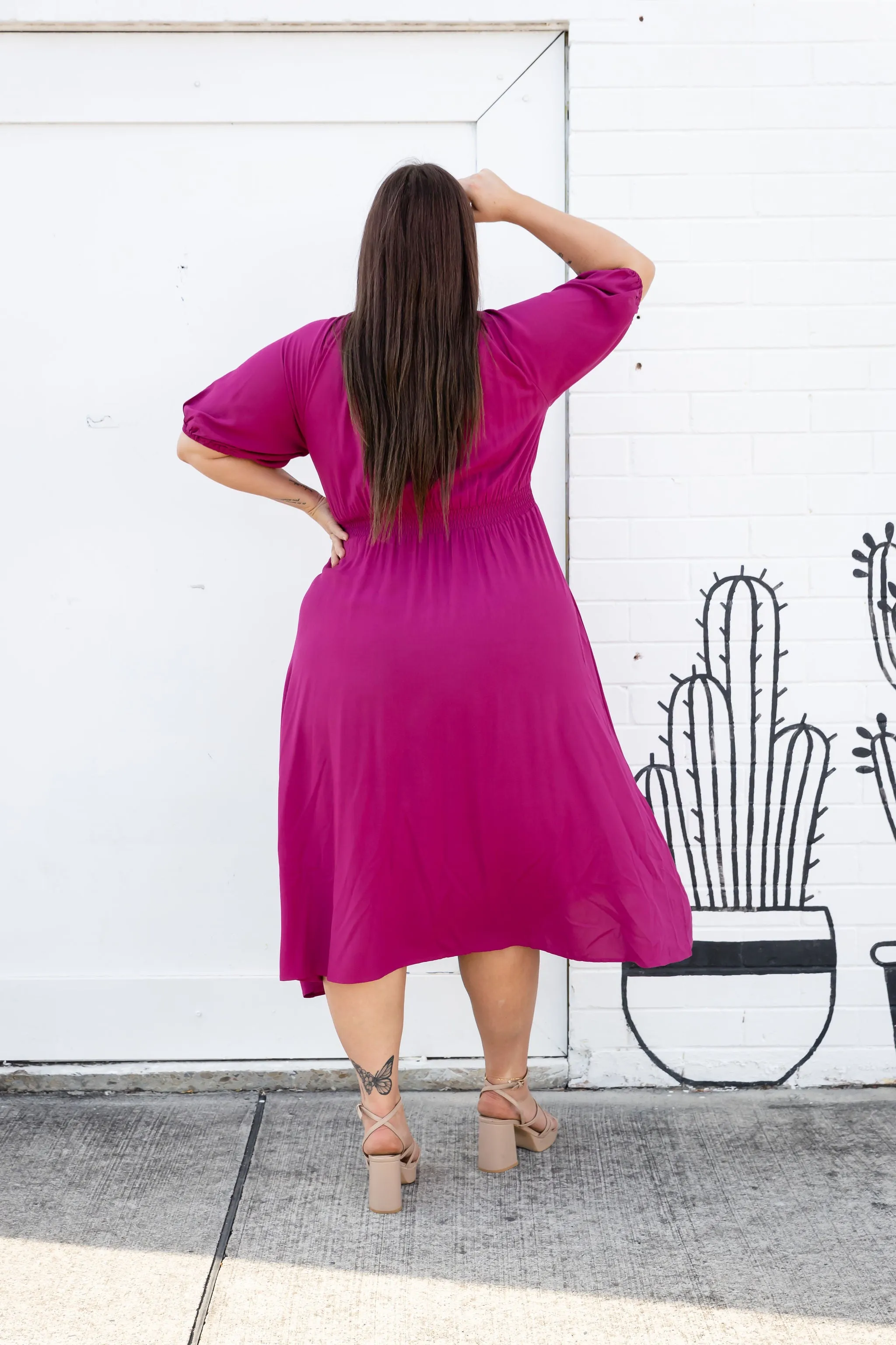 Willow Dress in Fuchsia Pink