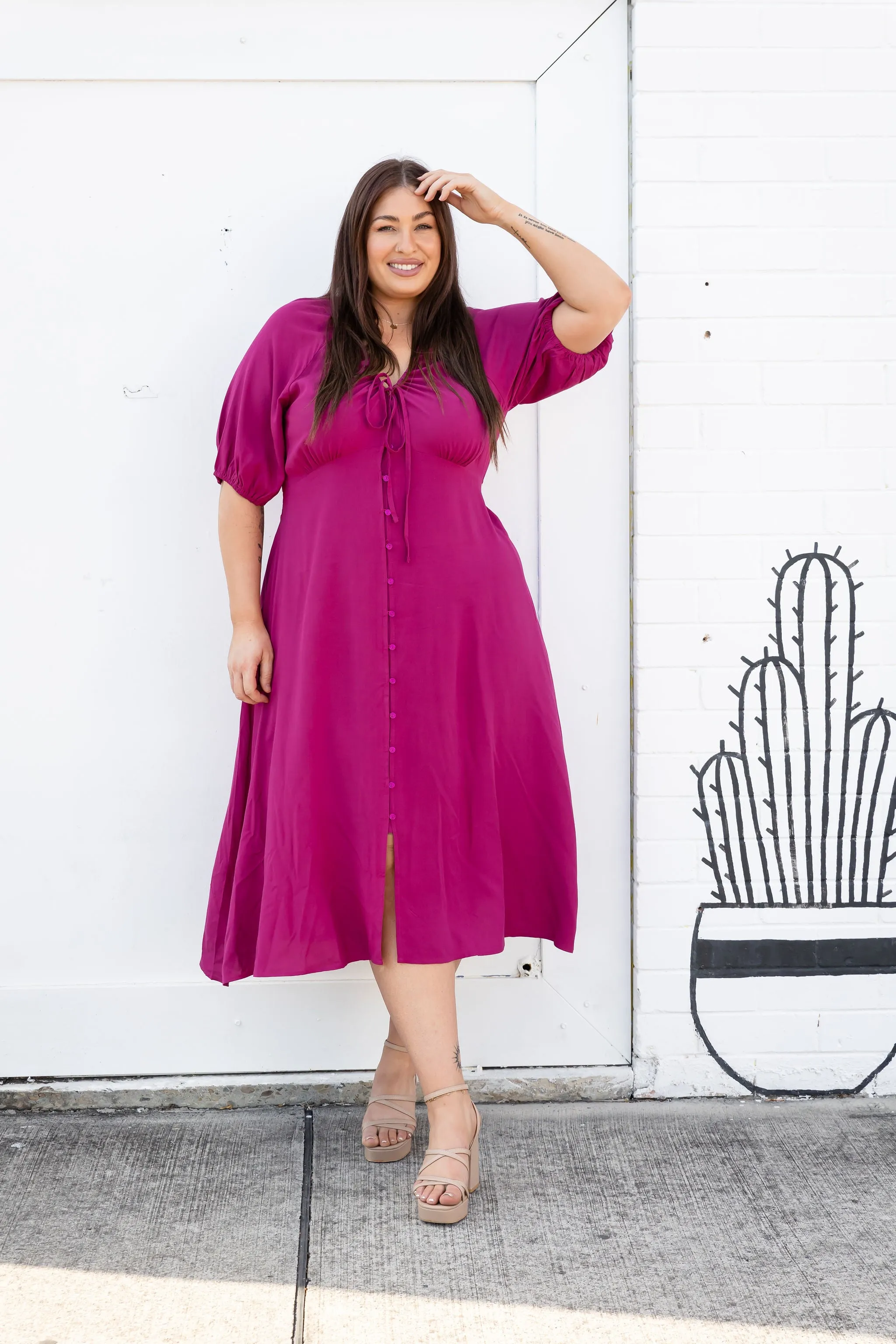 Willow Dress in Fuchsia Pink