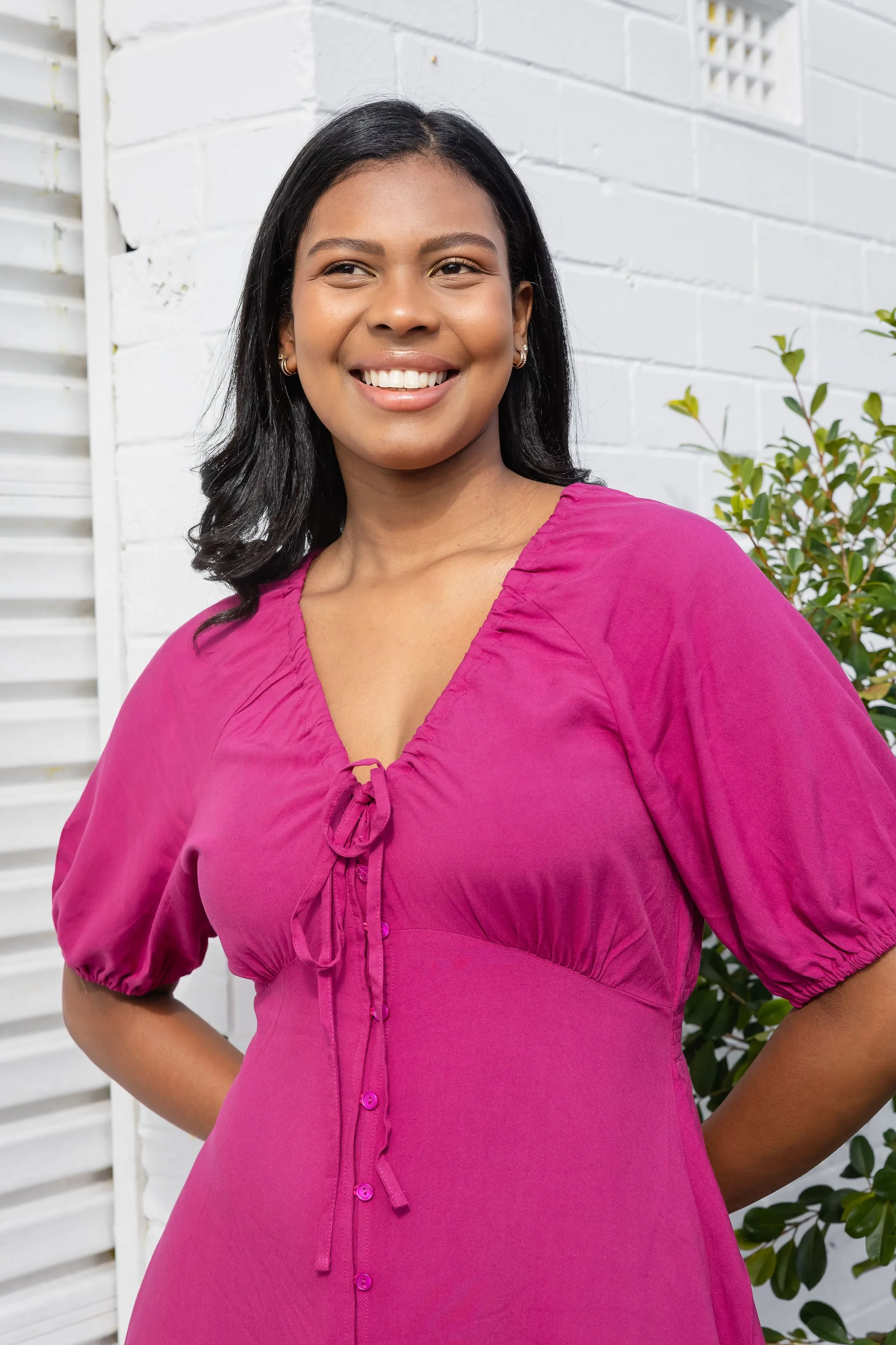 Willow Dress in Fuchsia Pink