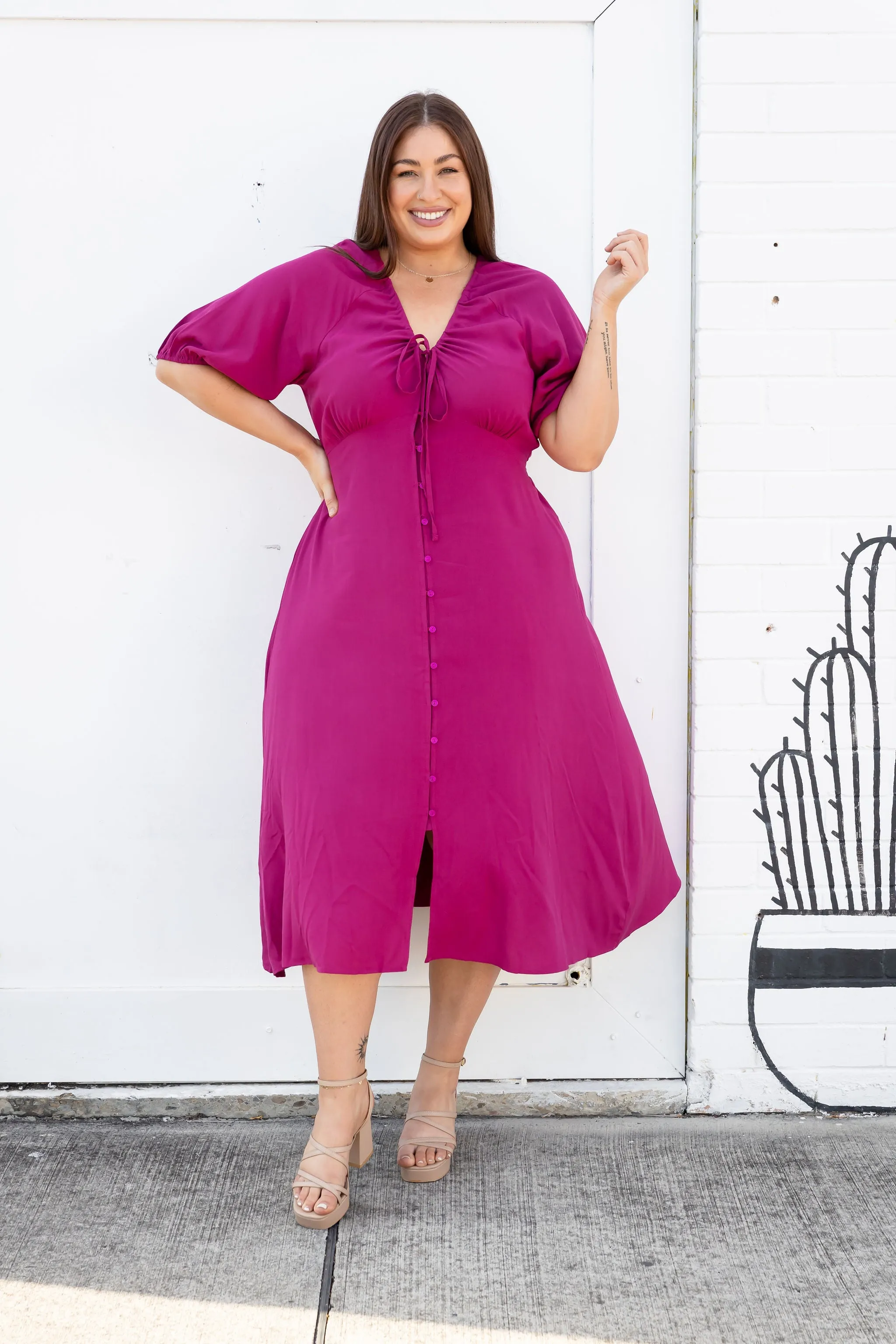 Willow Dress in Fuchsia Pink