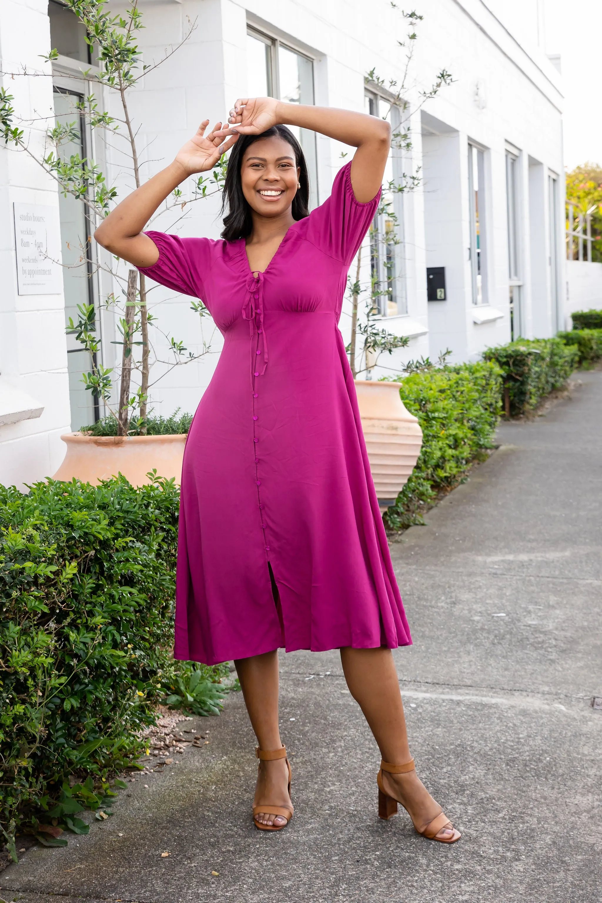 Willow Dress in Fuchsia Pink