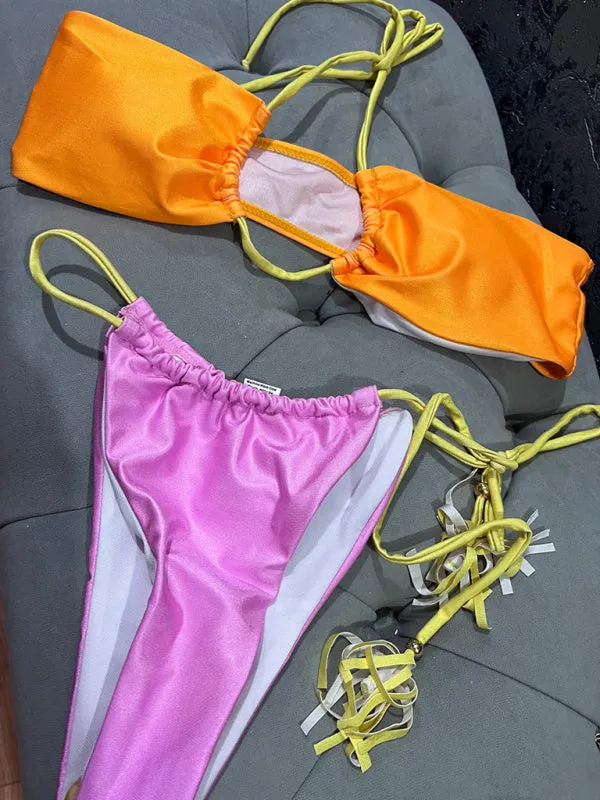 Women's Fluorescent Strappy Bikini