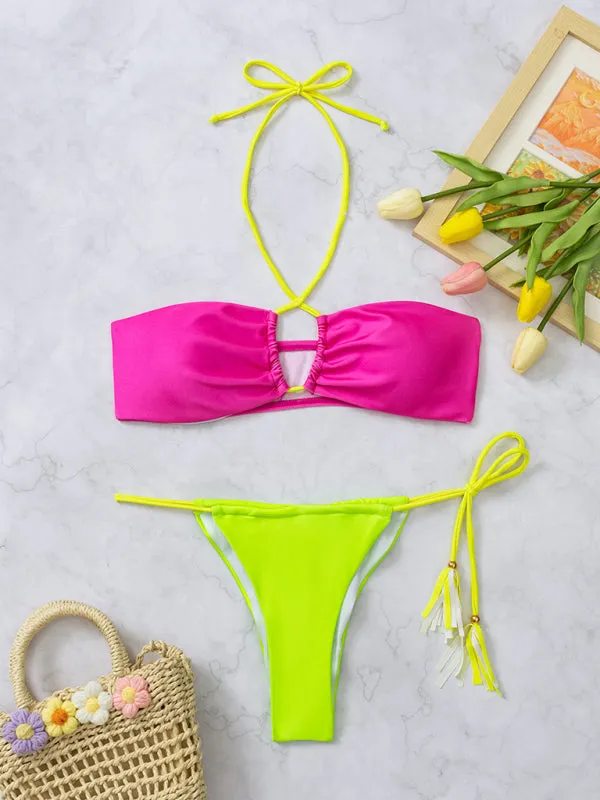 Women's Fluorescent Strappy Bikini