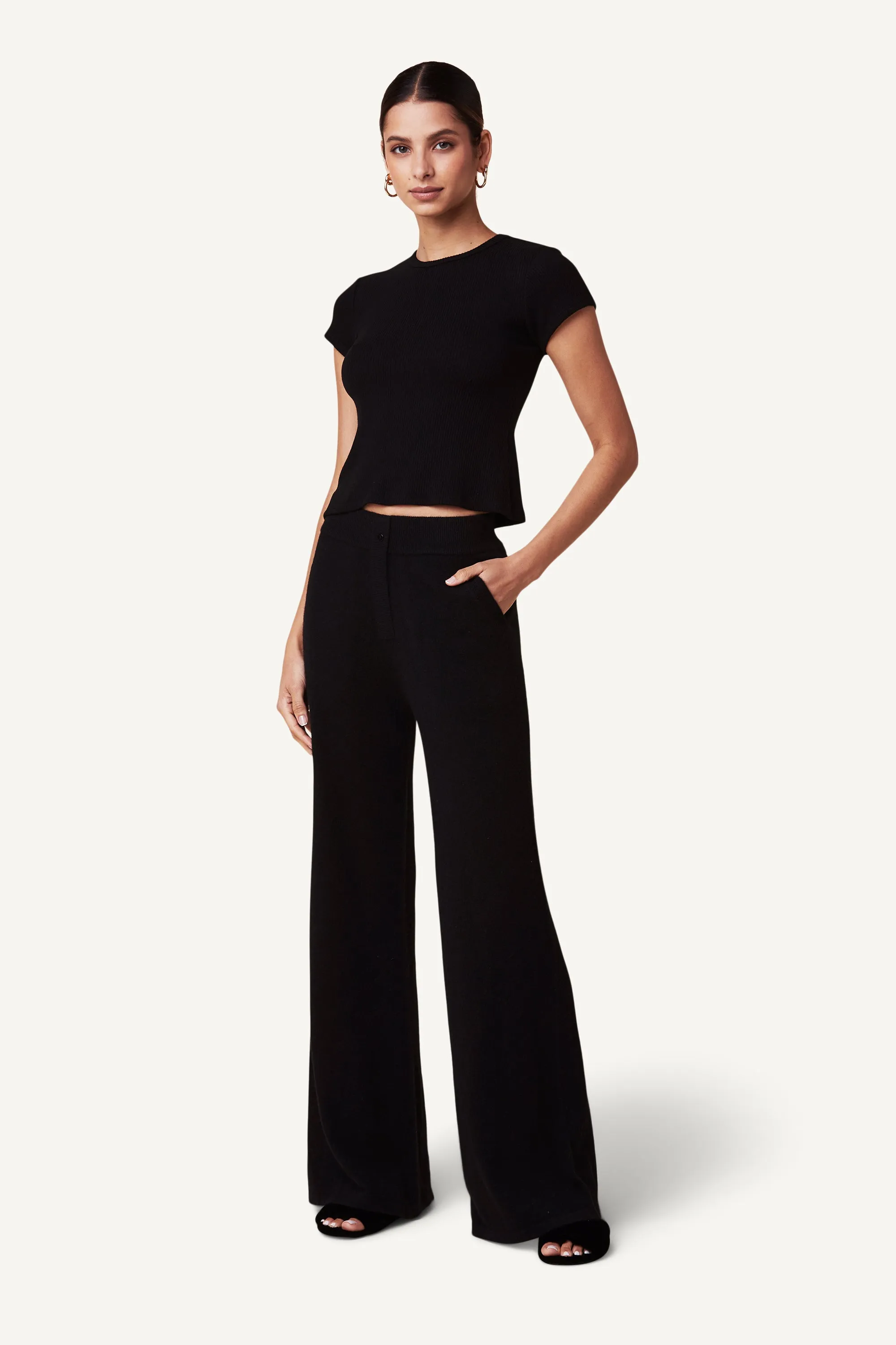YAEL FITTED RIB SHIRT | BLACK