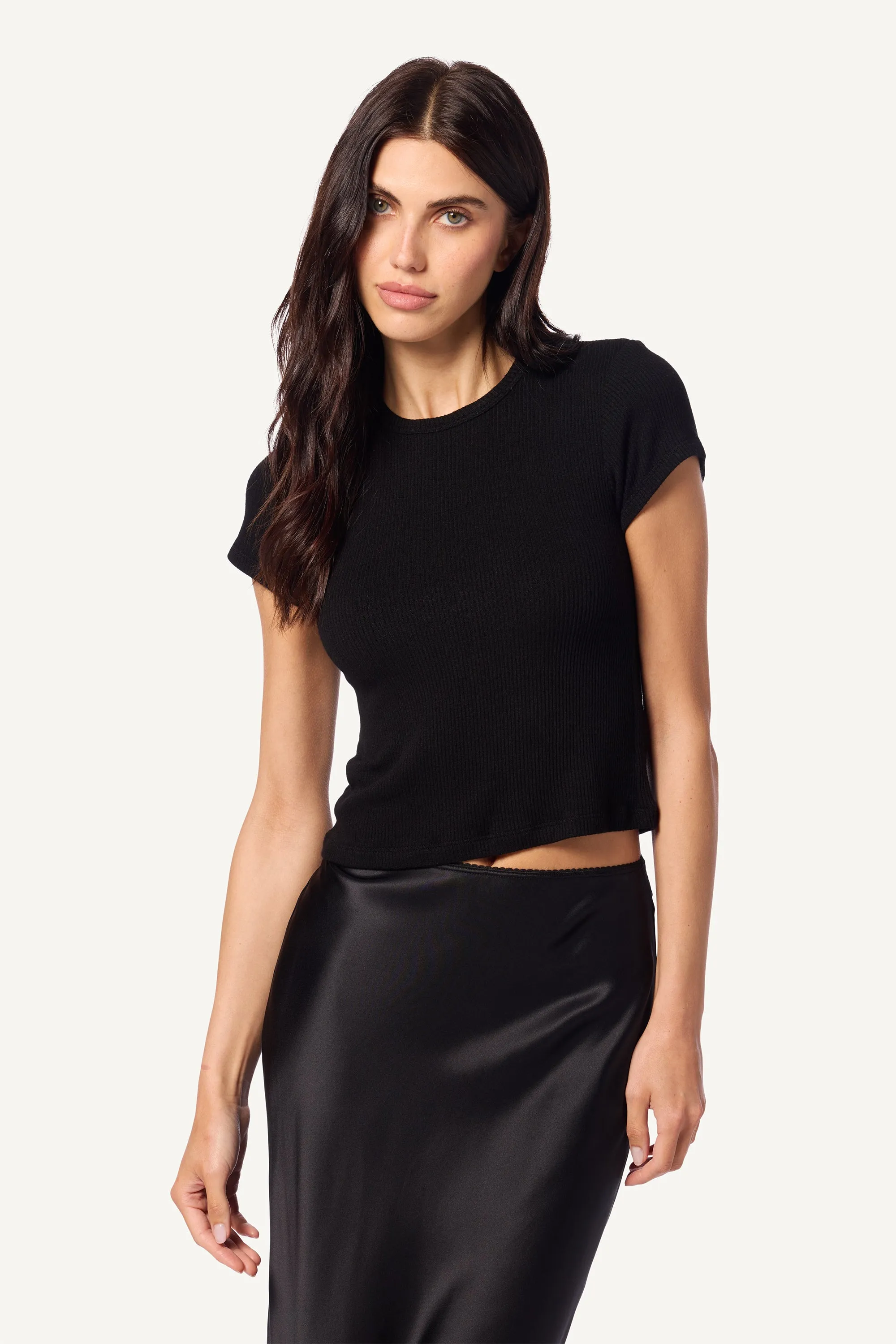 YAEL FITTED RIB SHIRT | BLACK