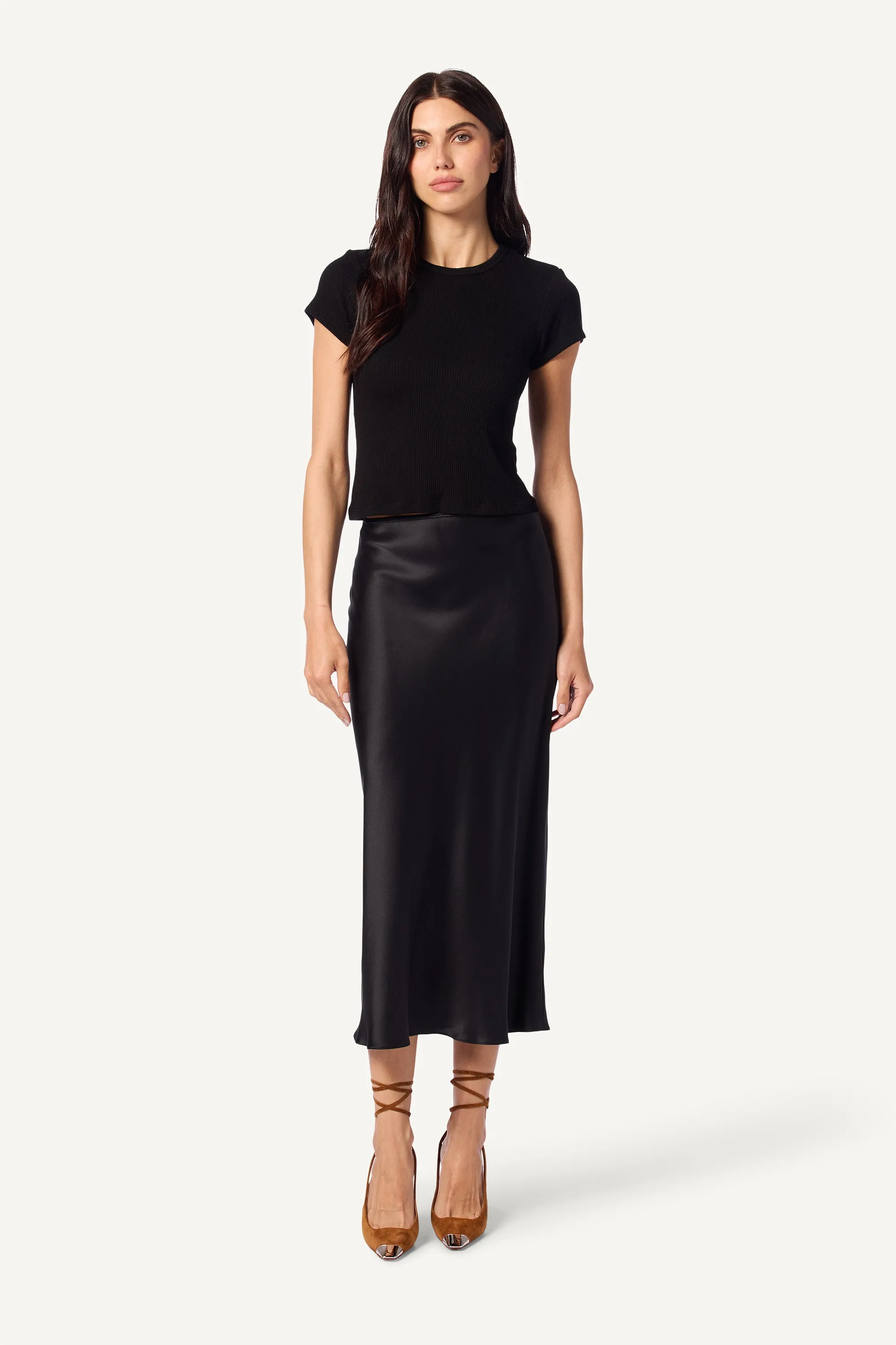 YAEL FITTED RIB SHIRT | BLACK