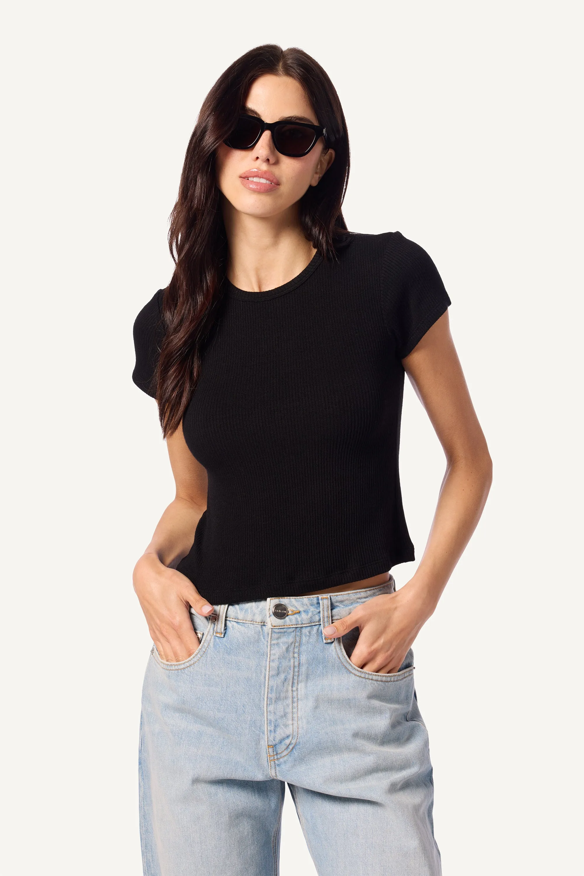 YAEL FITTED RIB SHIRT | BLACK