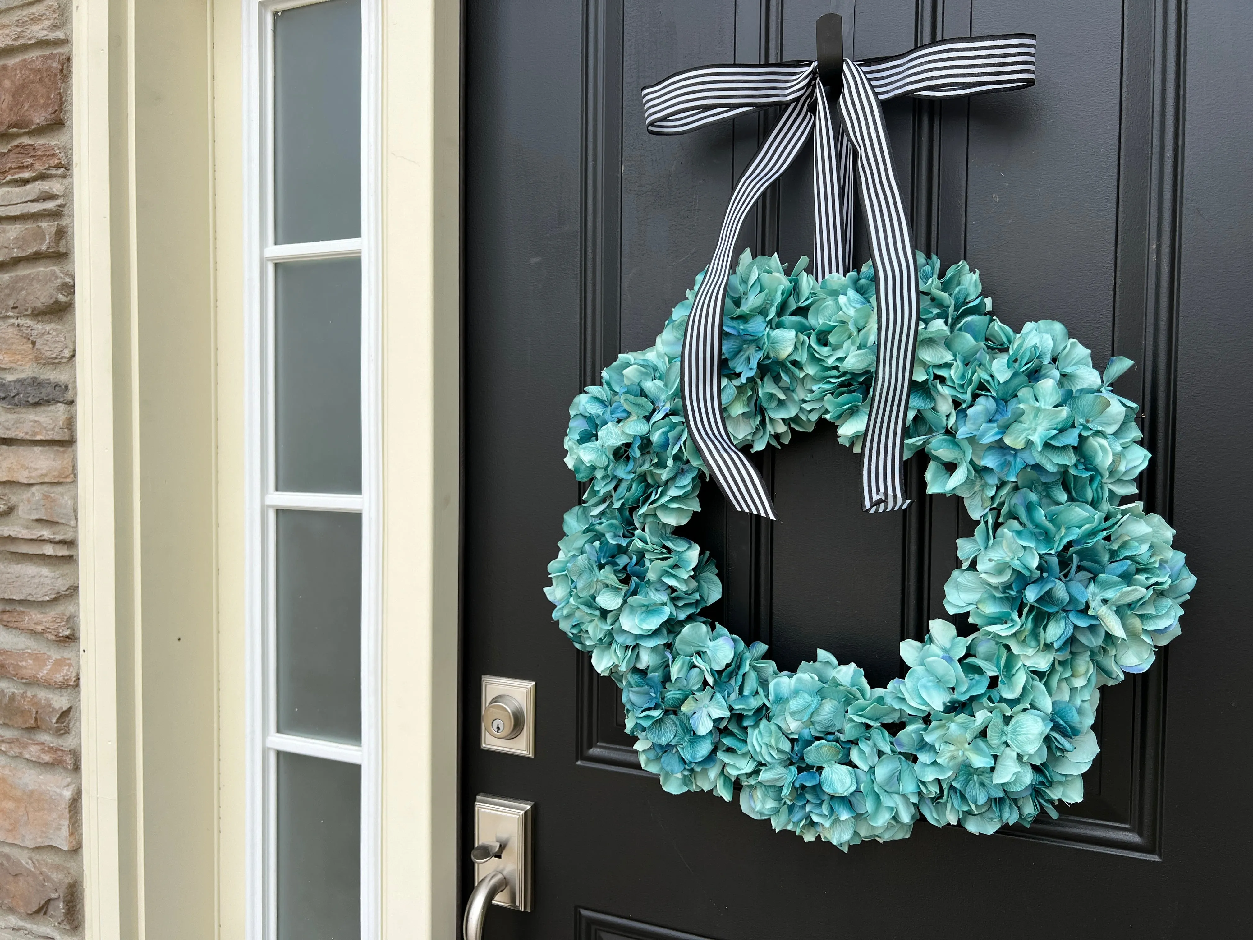 Year-Round Teal Hydrangea Wreath for Front Door