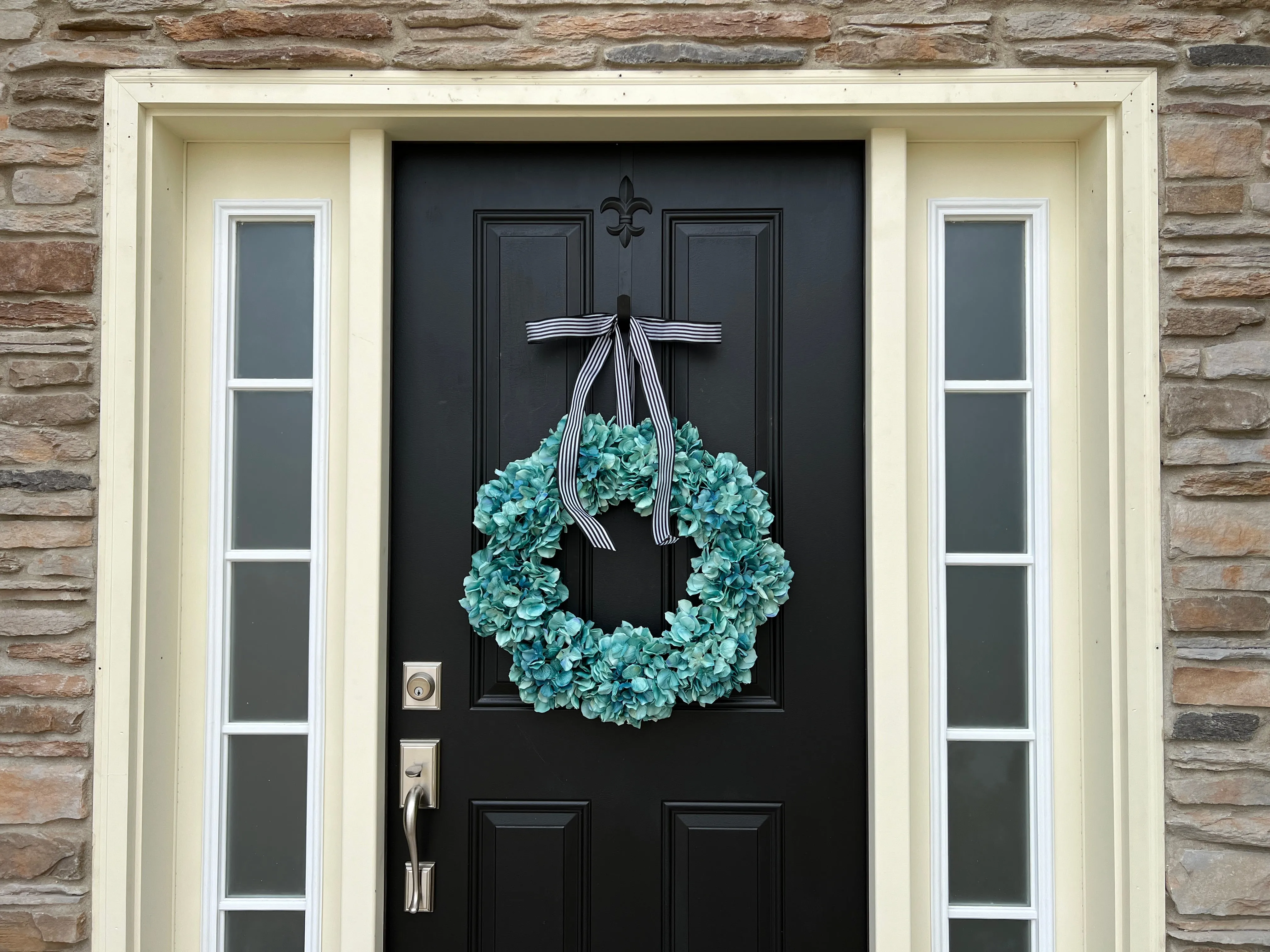 Year-Round Teal Hydrangea Wreath for Front Door