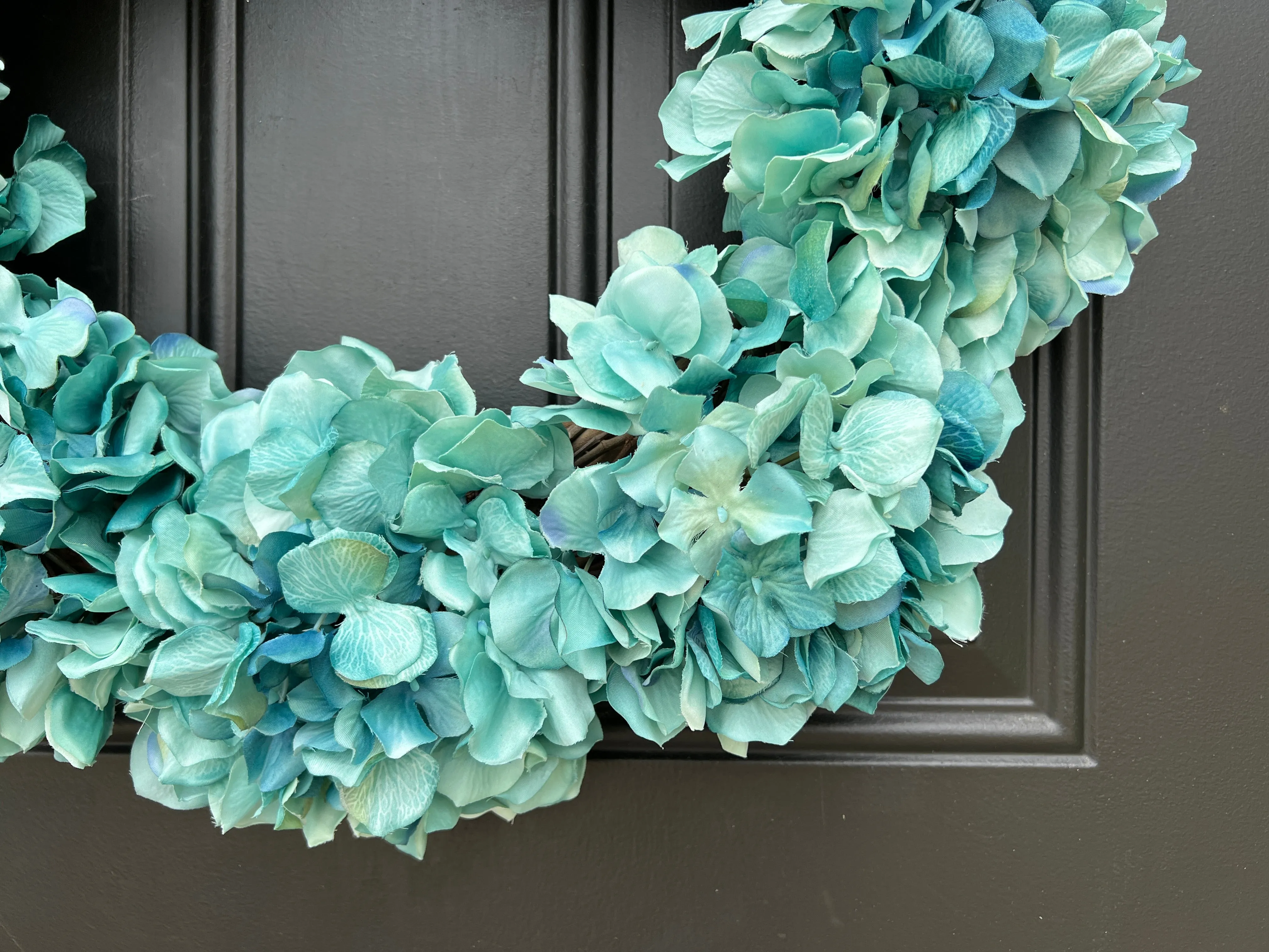 Year-Round Teal Hydrangea Wreath for Front Door