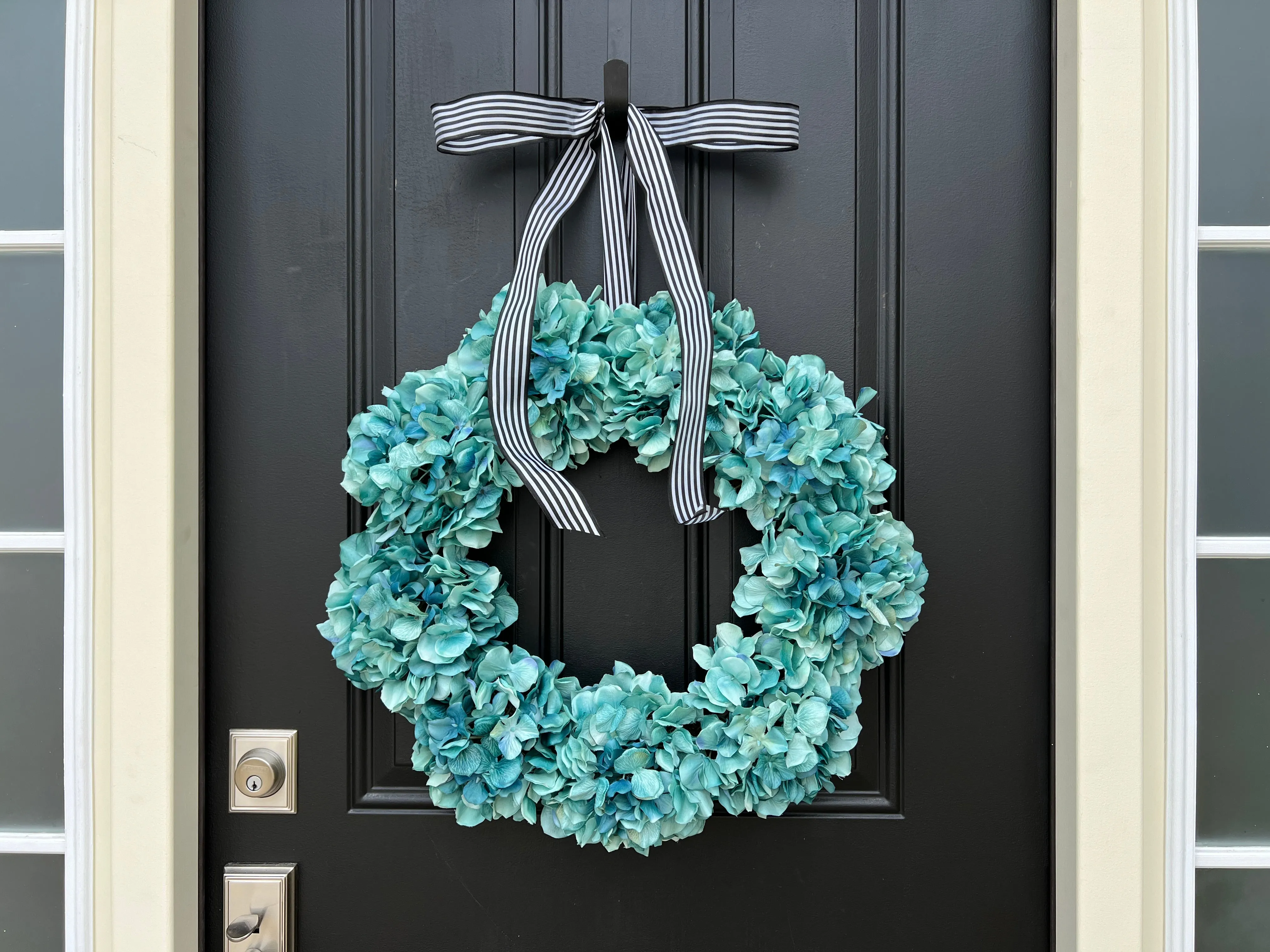 Year-Round Teal Hydrangea Wreath for Front Door
