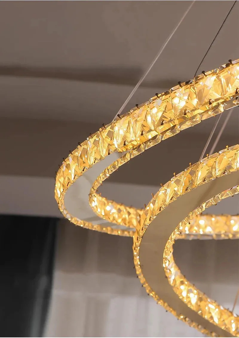 YLK Ring design modern led crystal chandelier for staircase luxury home decor